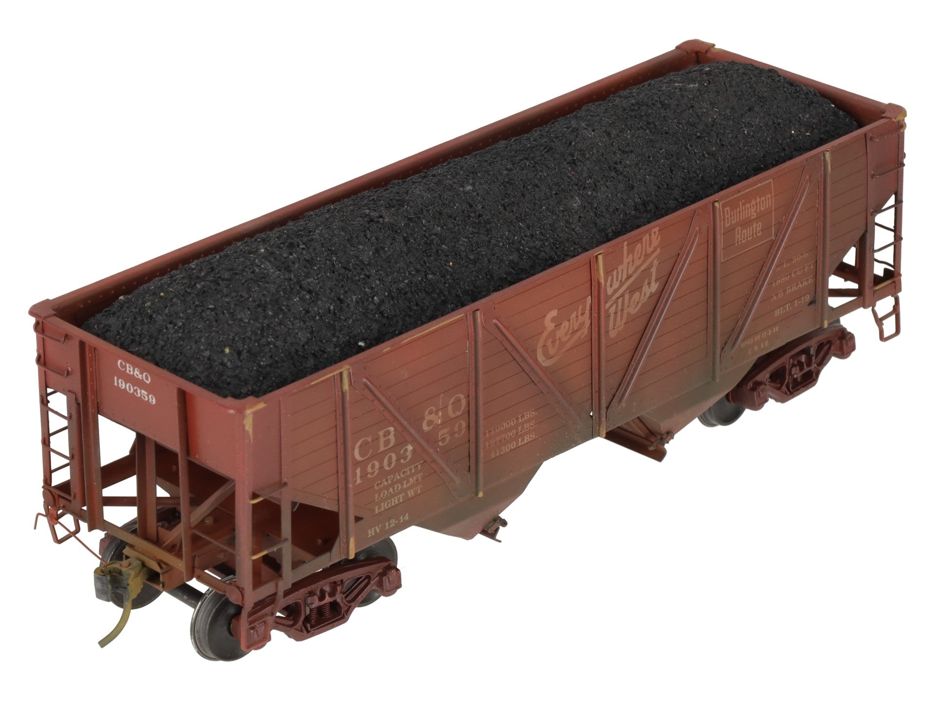 Precision Scale Co. 15009 O Brass CB&Q 55-Ton Twin Hopper 2-Rail -Painted/Box