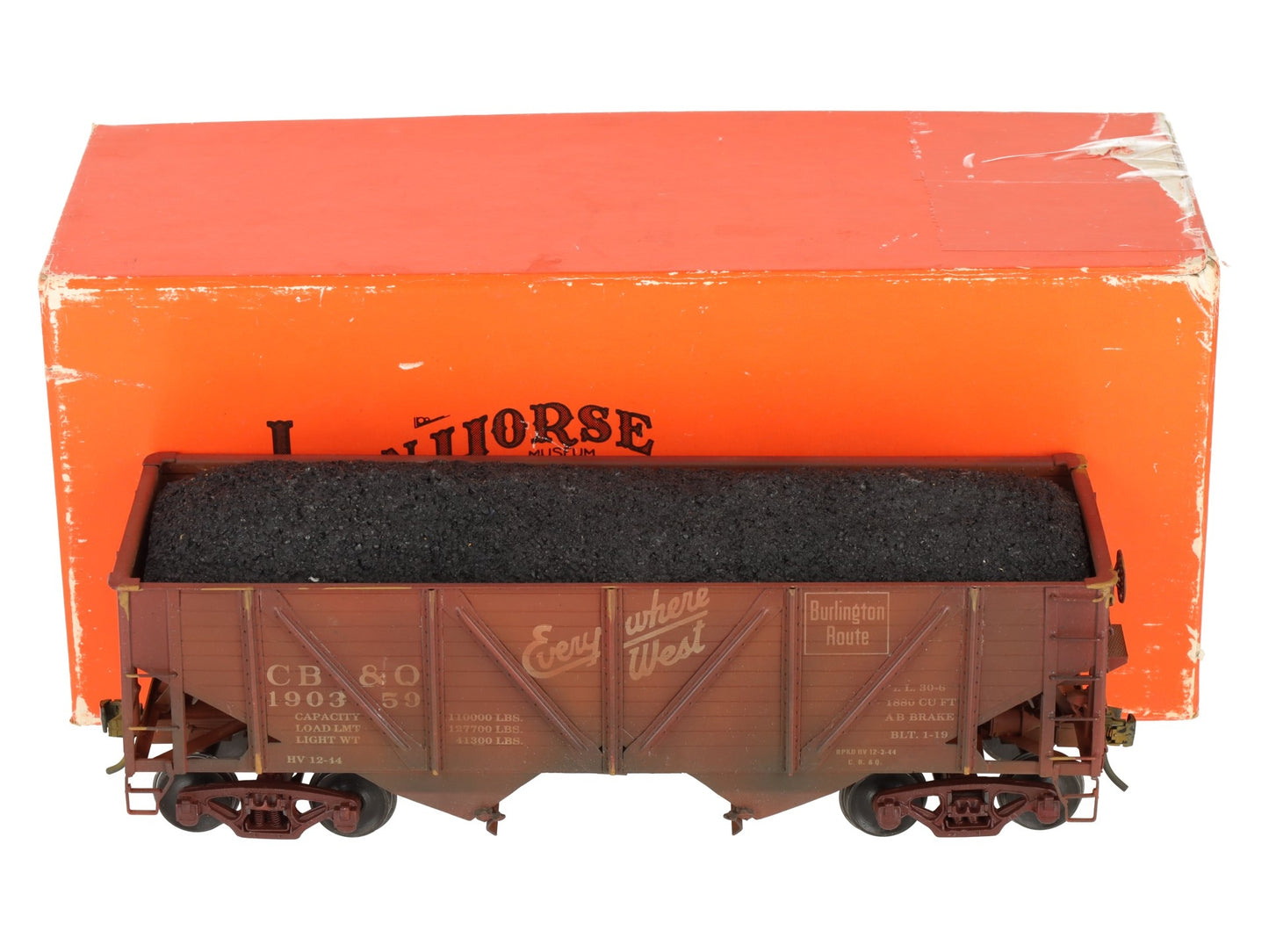 Precision Scale Co. 15009 O Brass CB&Q 55-Ton Twin Hopper 2-Rail -Painted/Box
