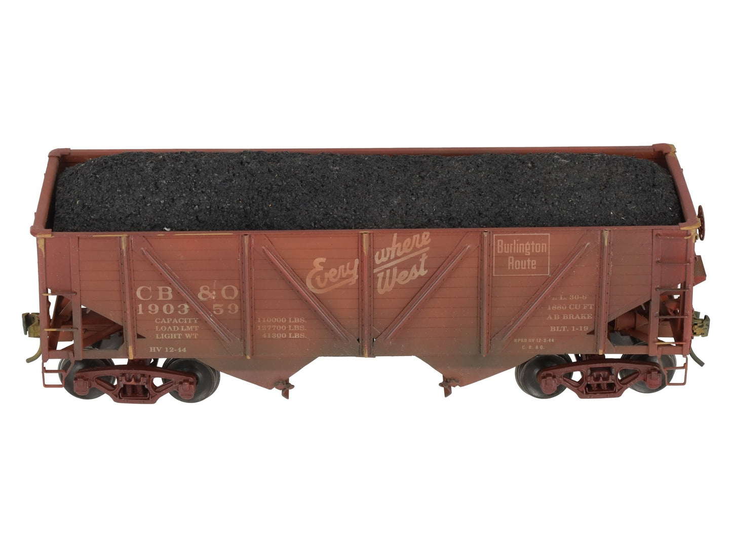 Precision Scale Co. 15009 O Brass CB&Q 55-Ton Twin Hopper 2-Rail -Painted/Box