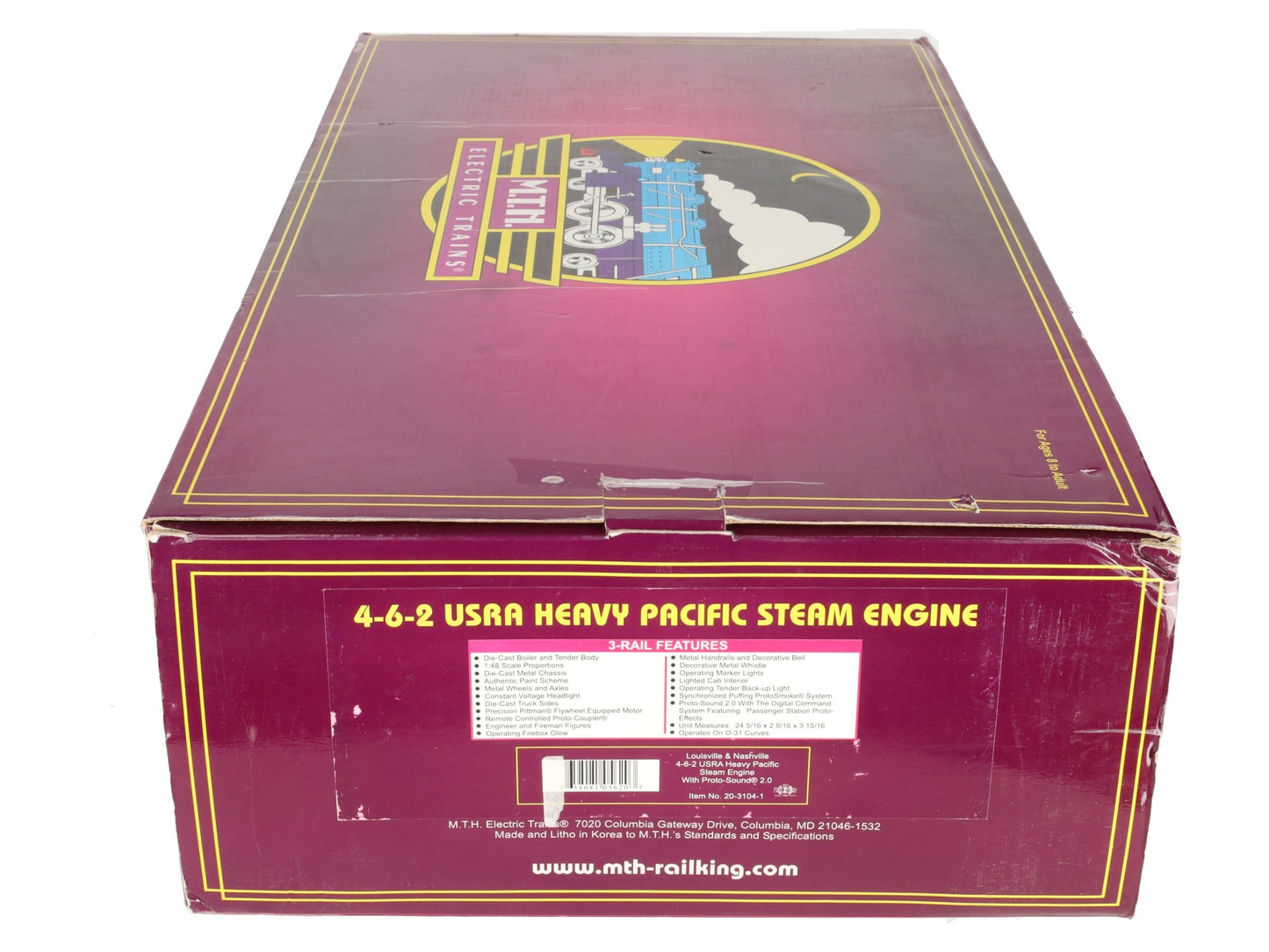 MTH 20-3104-1 O Gauge L&N 4-6-2 Heavy Pacific Steam Loco & Tender #266 w PS2 EX/Box