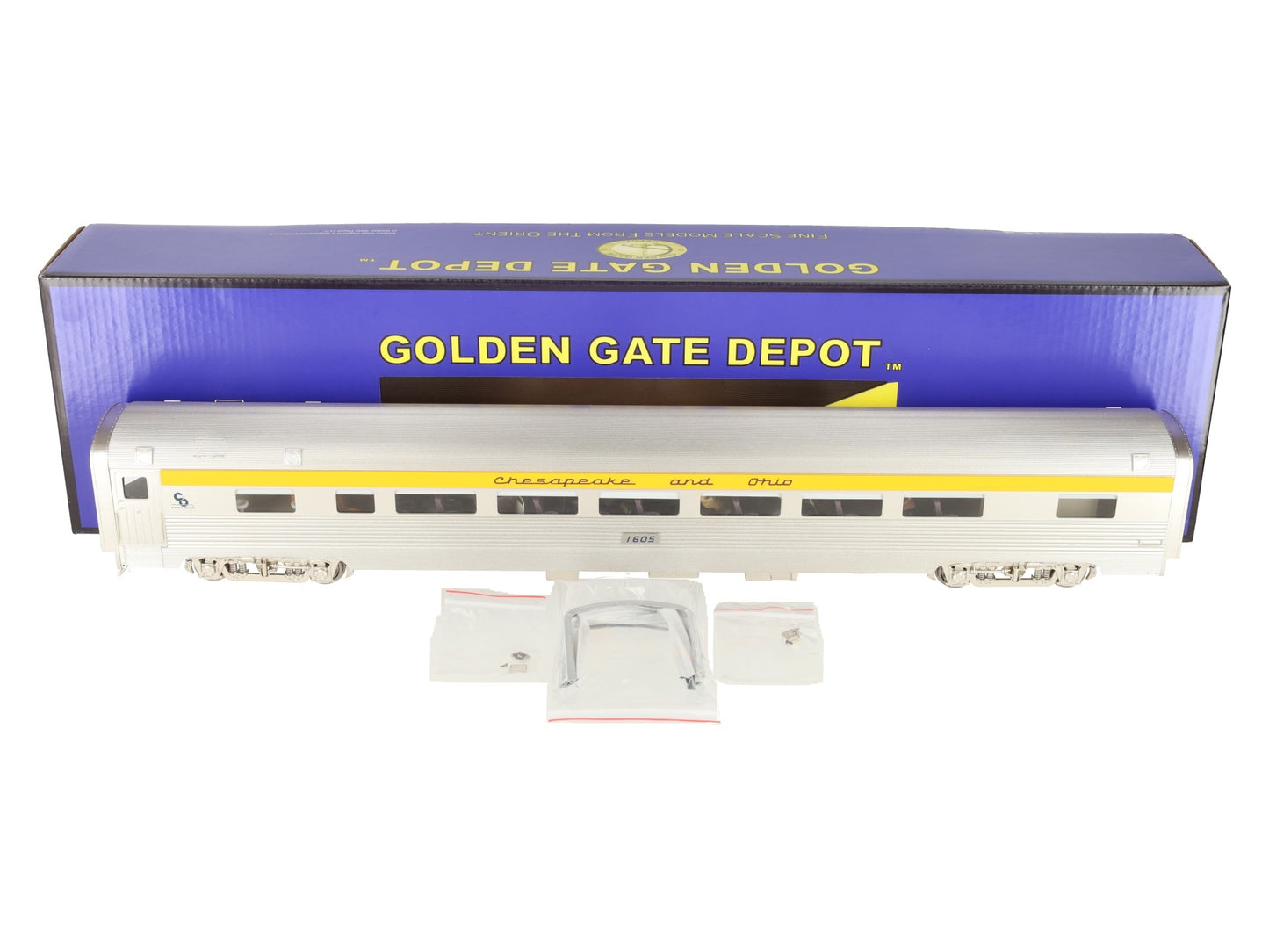 Golden Gate Depot O Chesapeake & Ohio Chessie Aluminum Coach Car #1605 (2-Rail) LN/Box