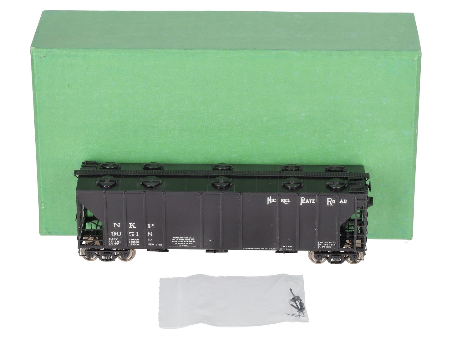 Overland 3299 HO Brass Nickel Plate Road Hopper Car 4,000 Cu.Ft. Painted #90518 EX/Box