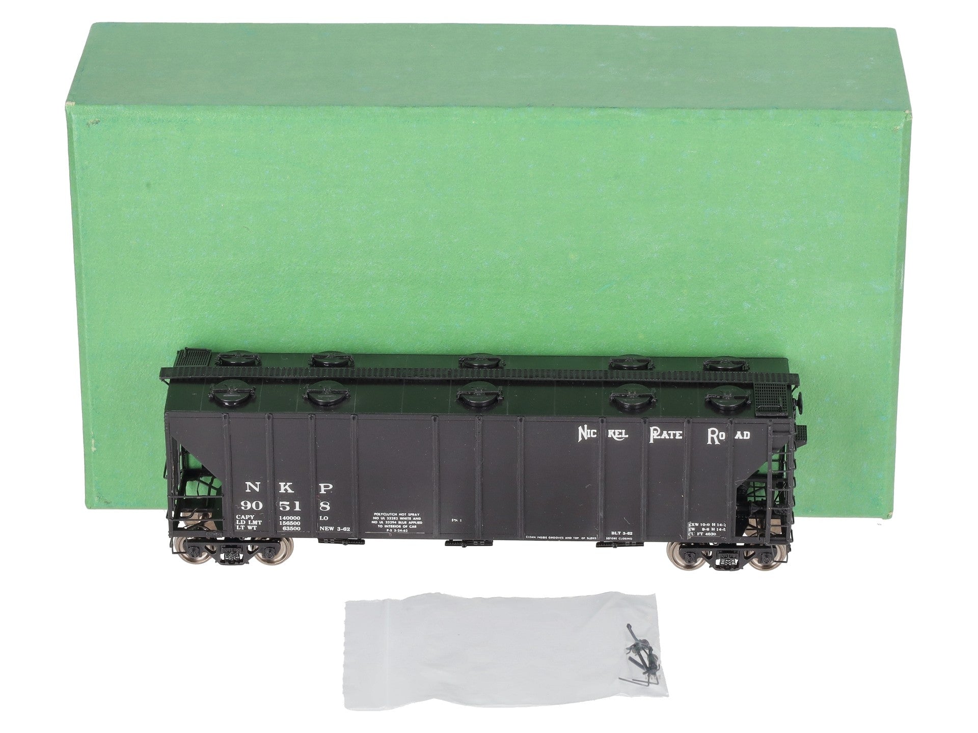 Overland 3299 HO Brass Nickel Plate Road Hopper Car 4,000 Cu.Ft. Painted #90518 EX/Box