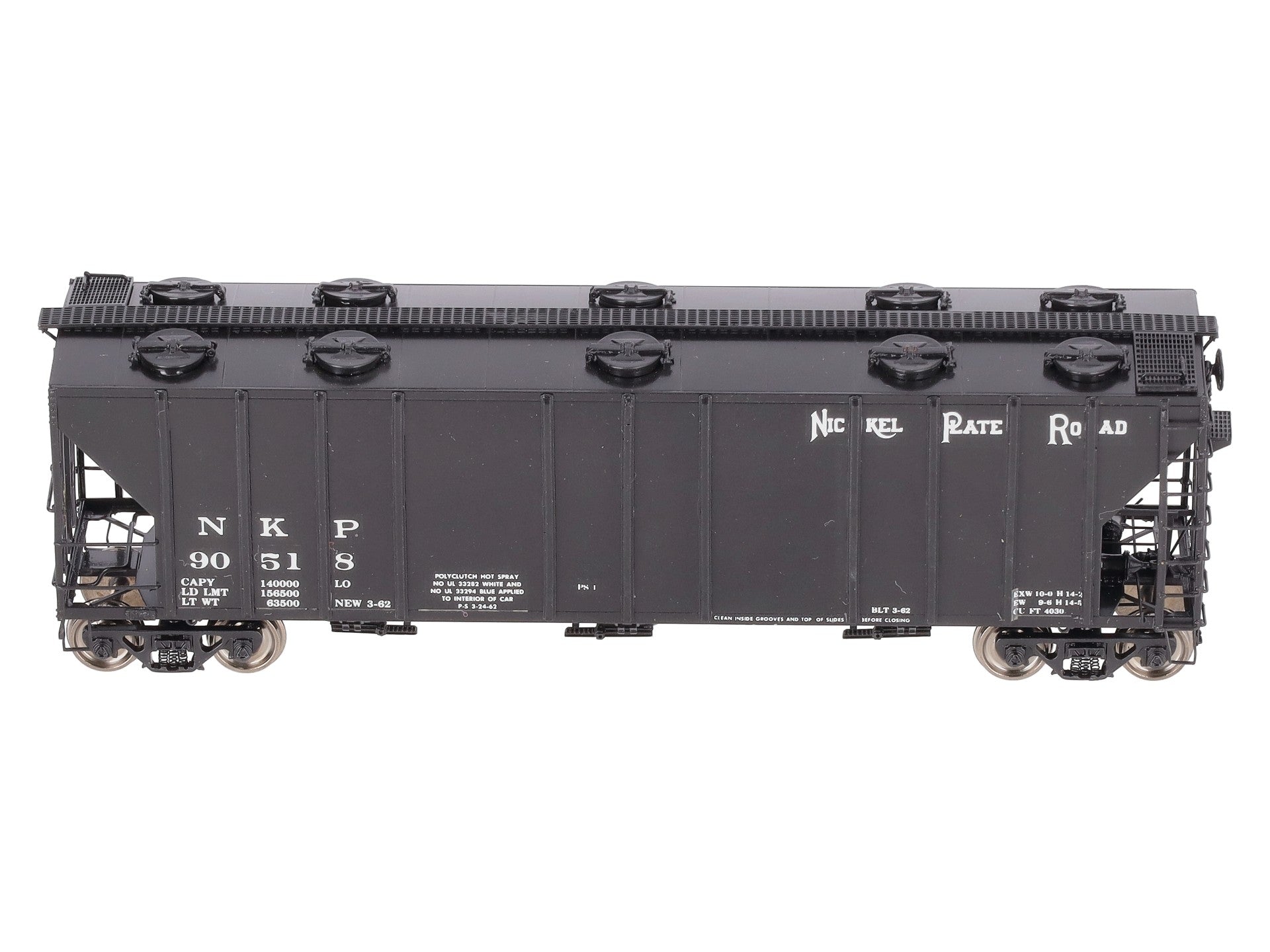Overland 3299 HO Brass Nickel Plate Road Hopper Car 4,000 Cu.Ft. Painted #90518 EX/Box