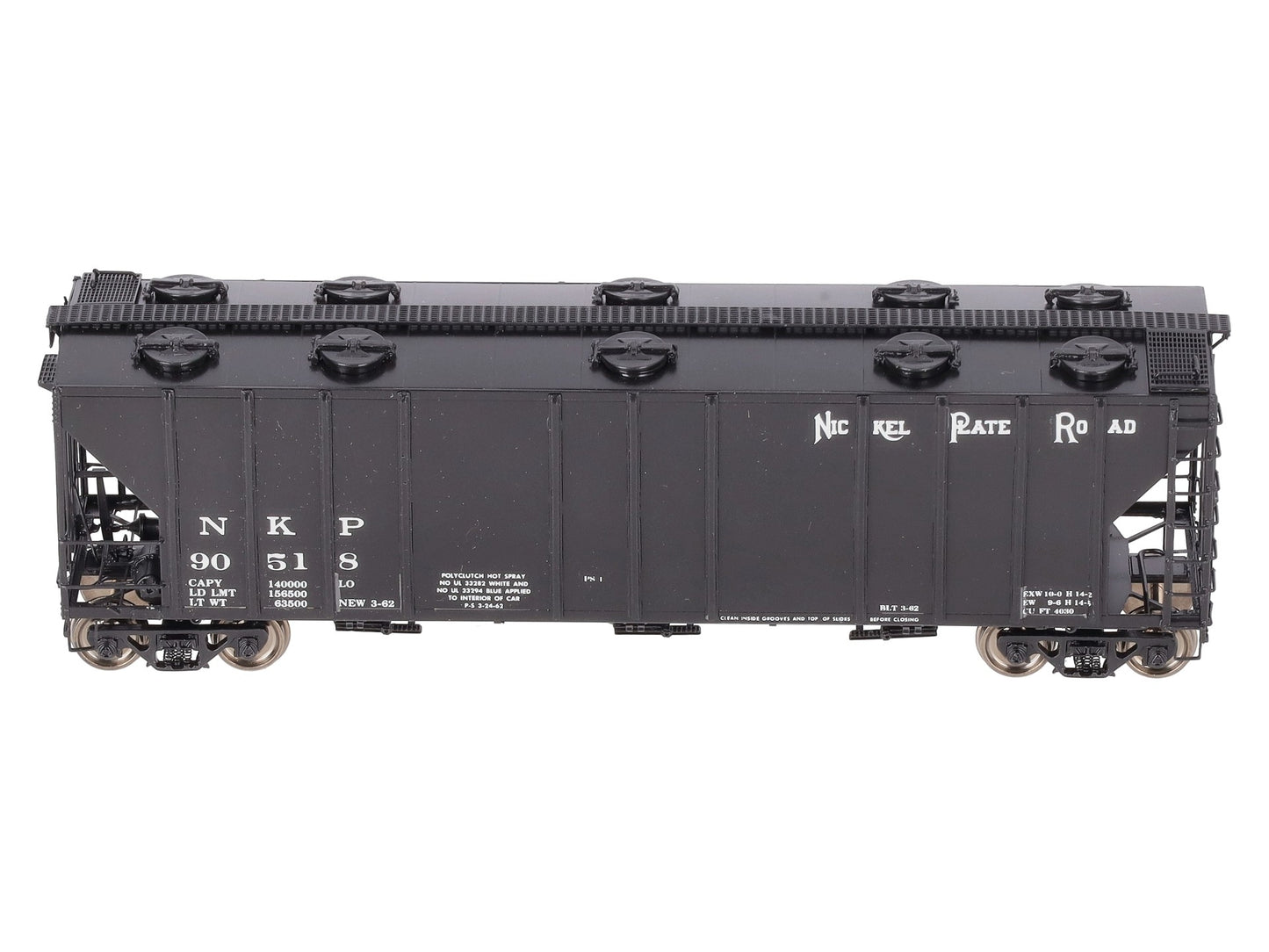 Overland 3299 HO Brass Nickel Plate Road Hopper Car 4,000 Cu.Ft. Painted #90518 EX/Box