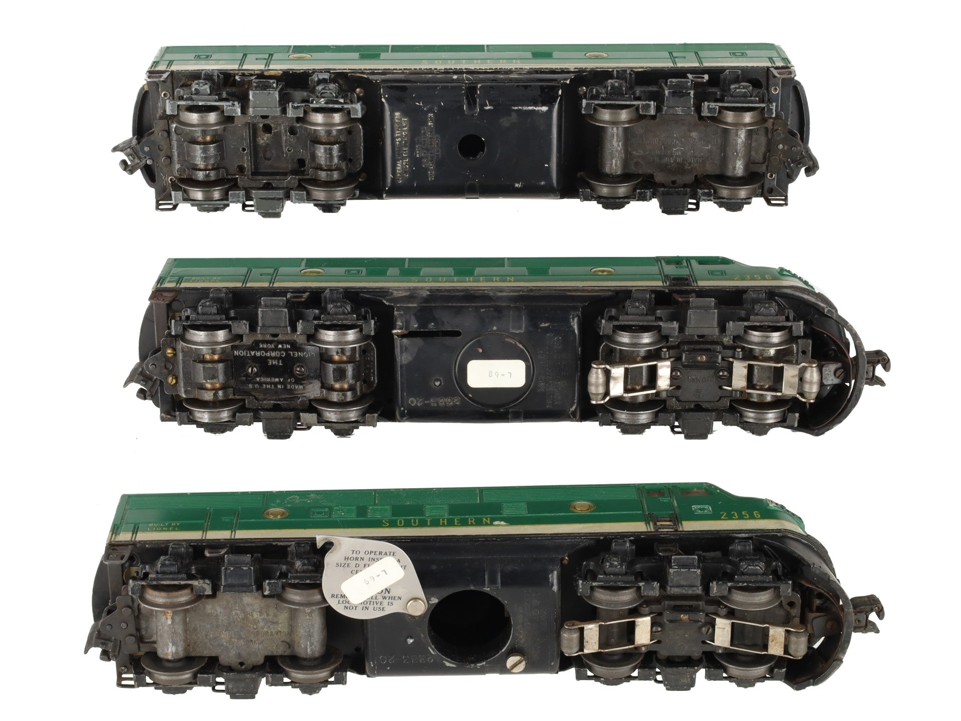 Lionel 2356 Vintage O Southern F-3 ABA Diesel Locomotives VG