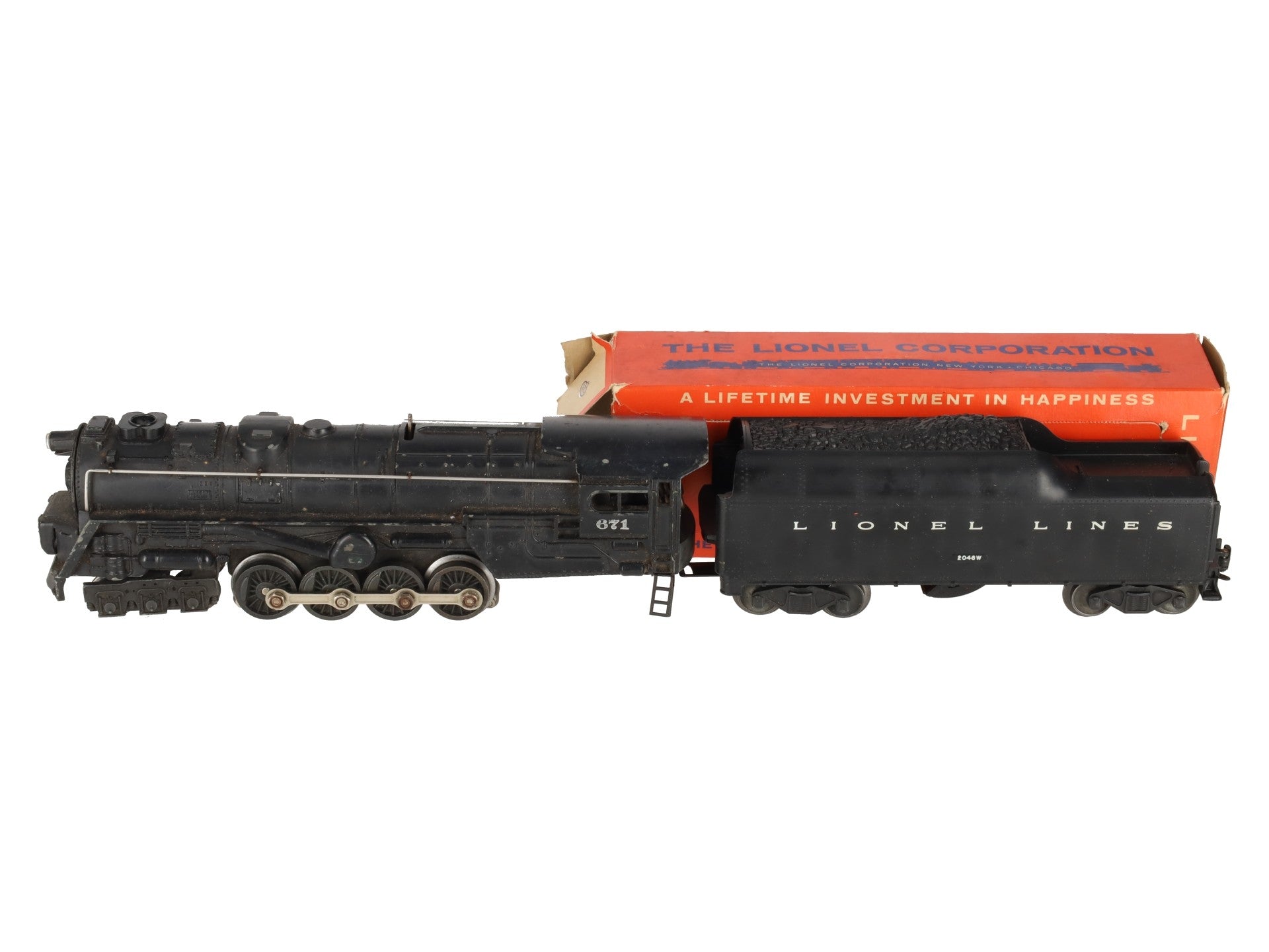 Lionel 671 Vintage O 6-8-6 Die-Cast Steam Turbine Locomotive w/2046W Tender VG