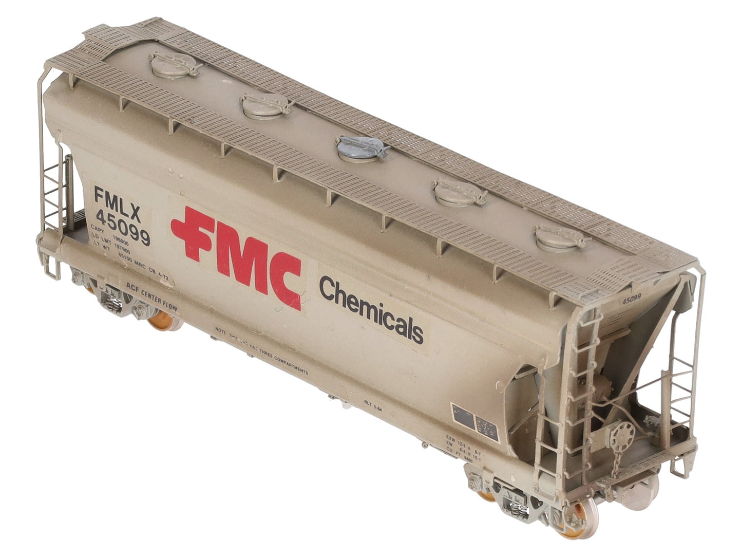 Overland OMI-3094 HO BRASS Custom FMC 3-Bay Centerflow 3560 Covered Hopper/Box