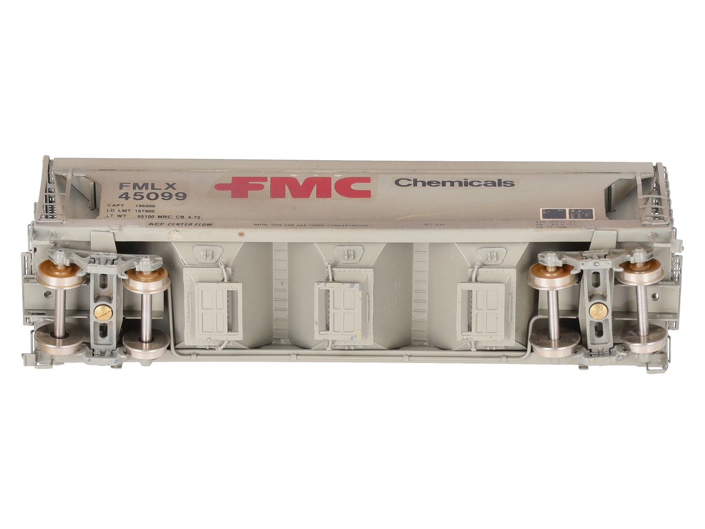 Overland OMI-3094 HO BRASS Custom FMC 3-Bay Centerflow 3560 Covered Hopper/Box