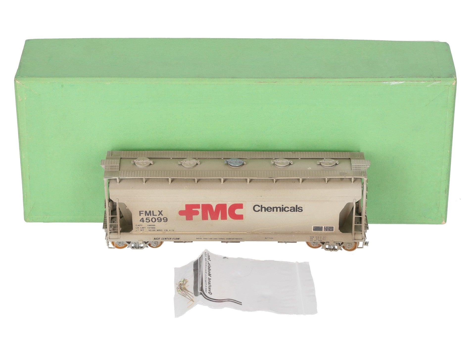 Overland OMI-3094 HO BRASS Custom FMC 3-Bay Centerflow 3560 Covered Hopper/Box