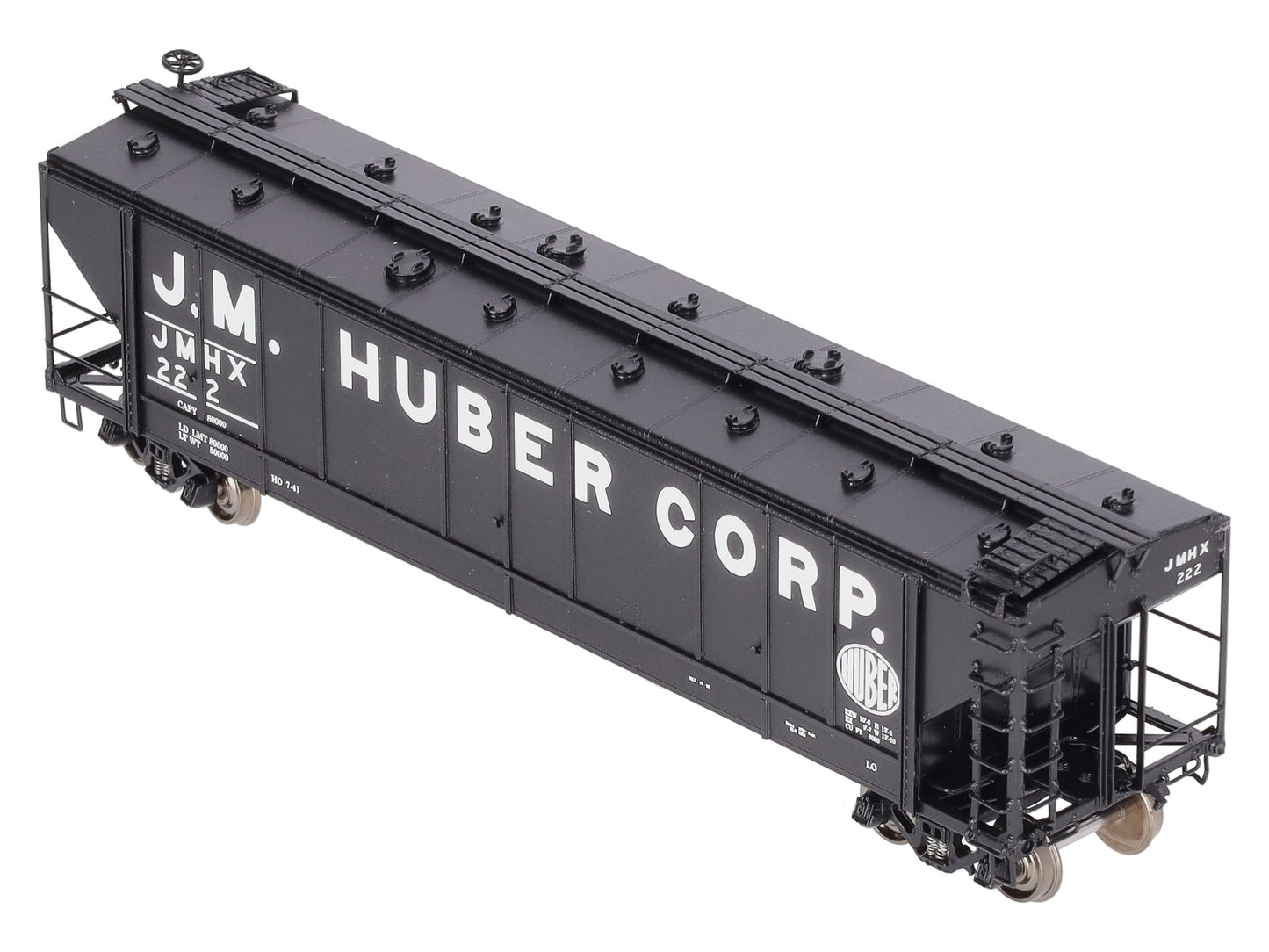 Overland 3274.3 HO BRASS J.M. Huber Carbon Black 47' Hopper #222 EX/Box