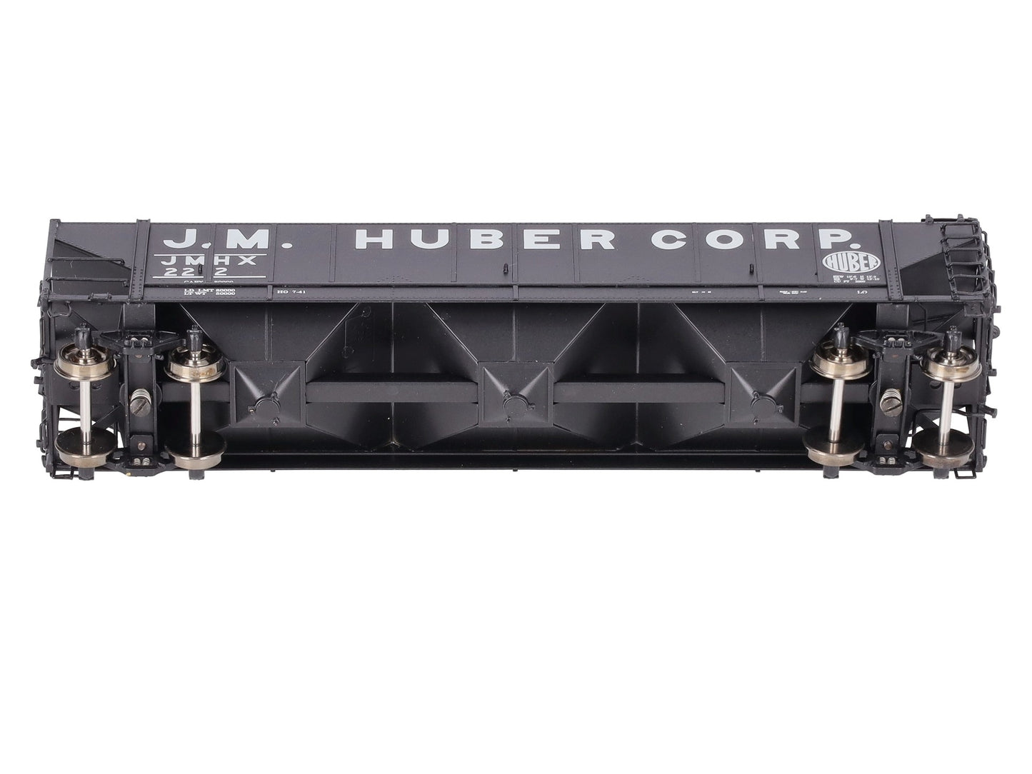 Overland 3274.3 HO BRASS J.M. Huber Carbon Black 47' Hopper #222 EX/Box