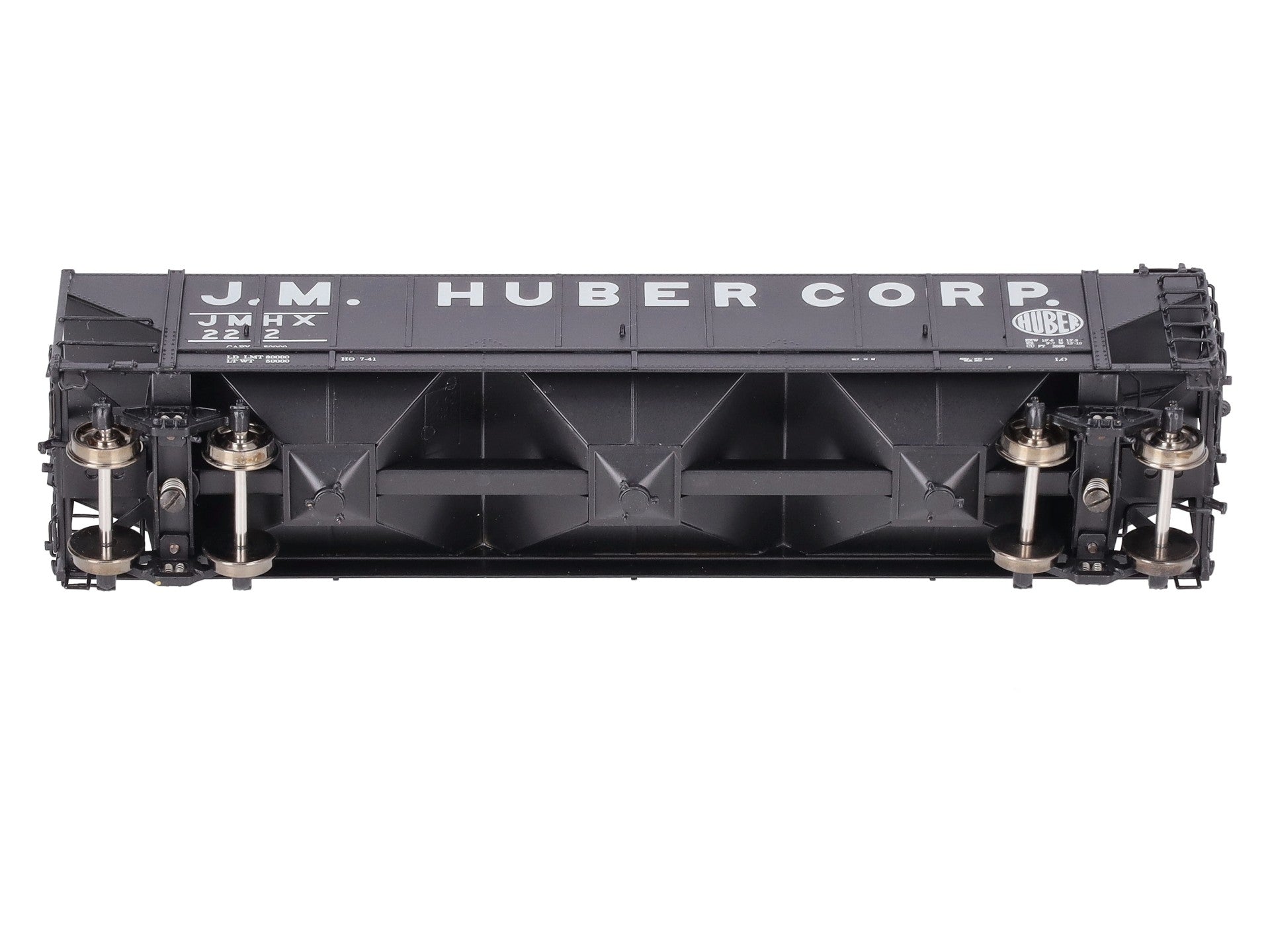 Overland 3274.3 HO BRASS J.M. Huber Carbon Black 47' Hopper #222 EX/Box