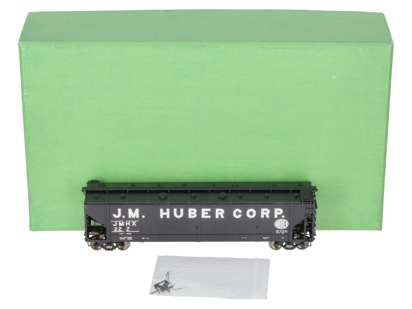 Overland 3274.3 HO BRASS J.M. Huber Carbon Black 47' Hopper #222 EX/Box