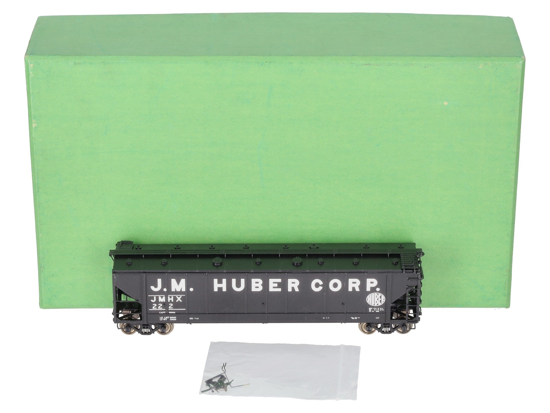 Overland 3274.3 HO BRASS J.M. Huber Carbon Black 47' Hopper #222 EX/Box