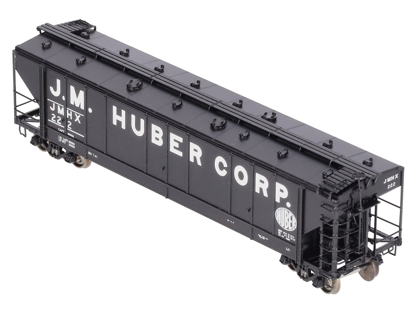 Overland 3274.3 HO BRASS J.M. Huber Carbon Black 47' Hopper #222 EX/Box