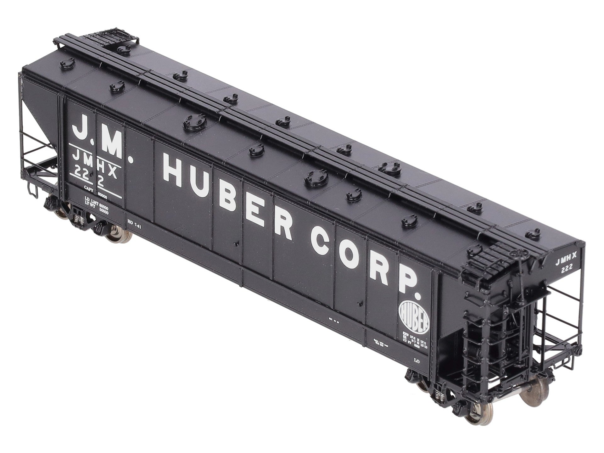 Overland 3274.3 HO BRASS J.M. Huber Carbon Black 47' Hopper #222 EX/Box