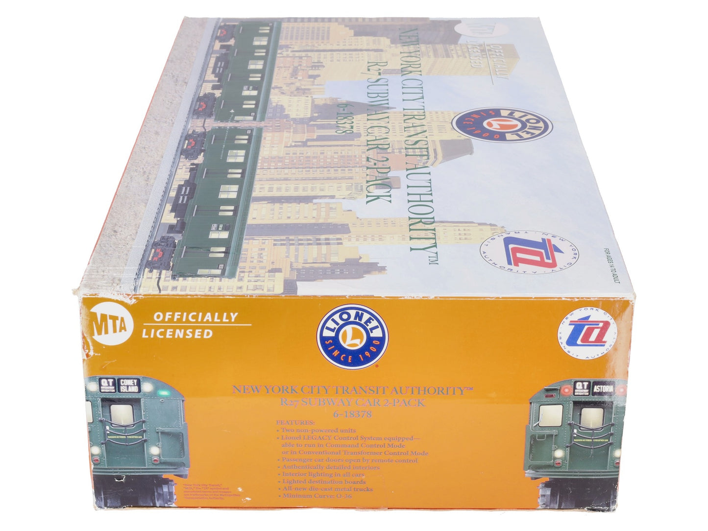 Lionel 6-18378 O Gauge MTA New York City Transit Authority R27 Subway Car Set EX/Box