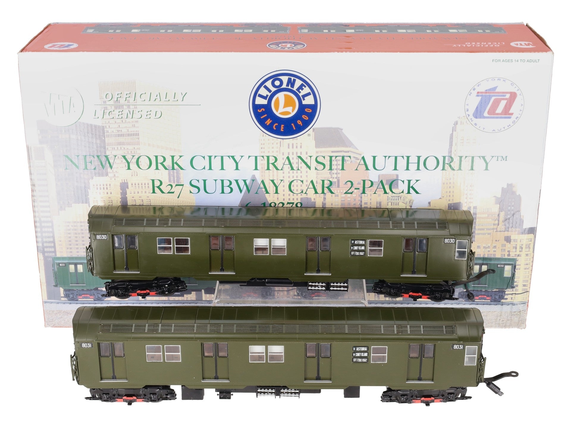 Lionel 6-18378 O Gauge MTA New York City Transit Authority R27 Subway Car Set EX/Box