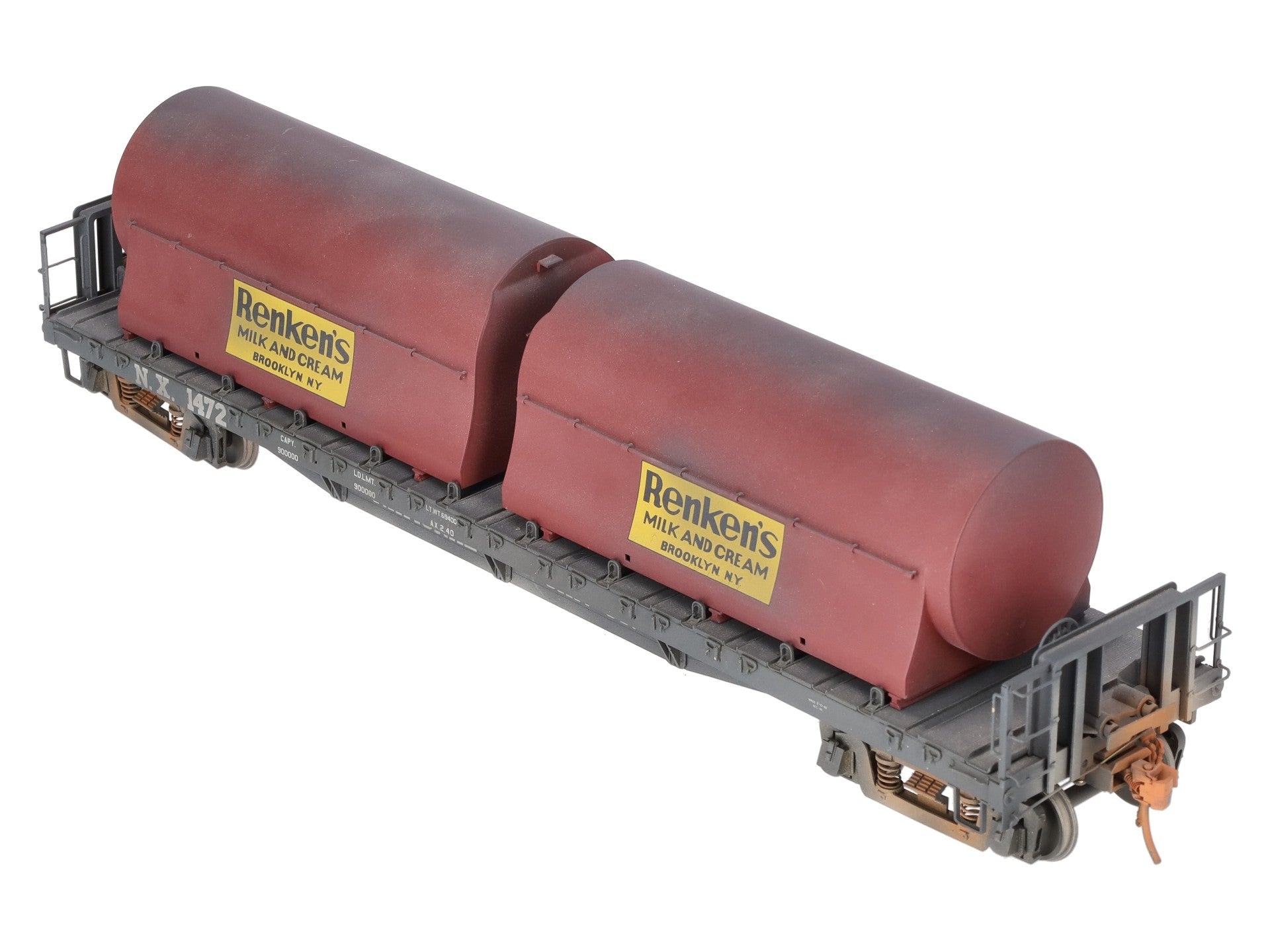 The Car Works O Brass National Car Co. 53' Flatcar #1472 w/ Bell Tanks Custom 2R/Box
