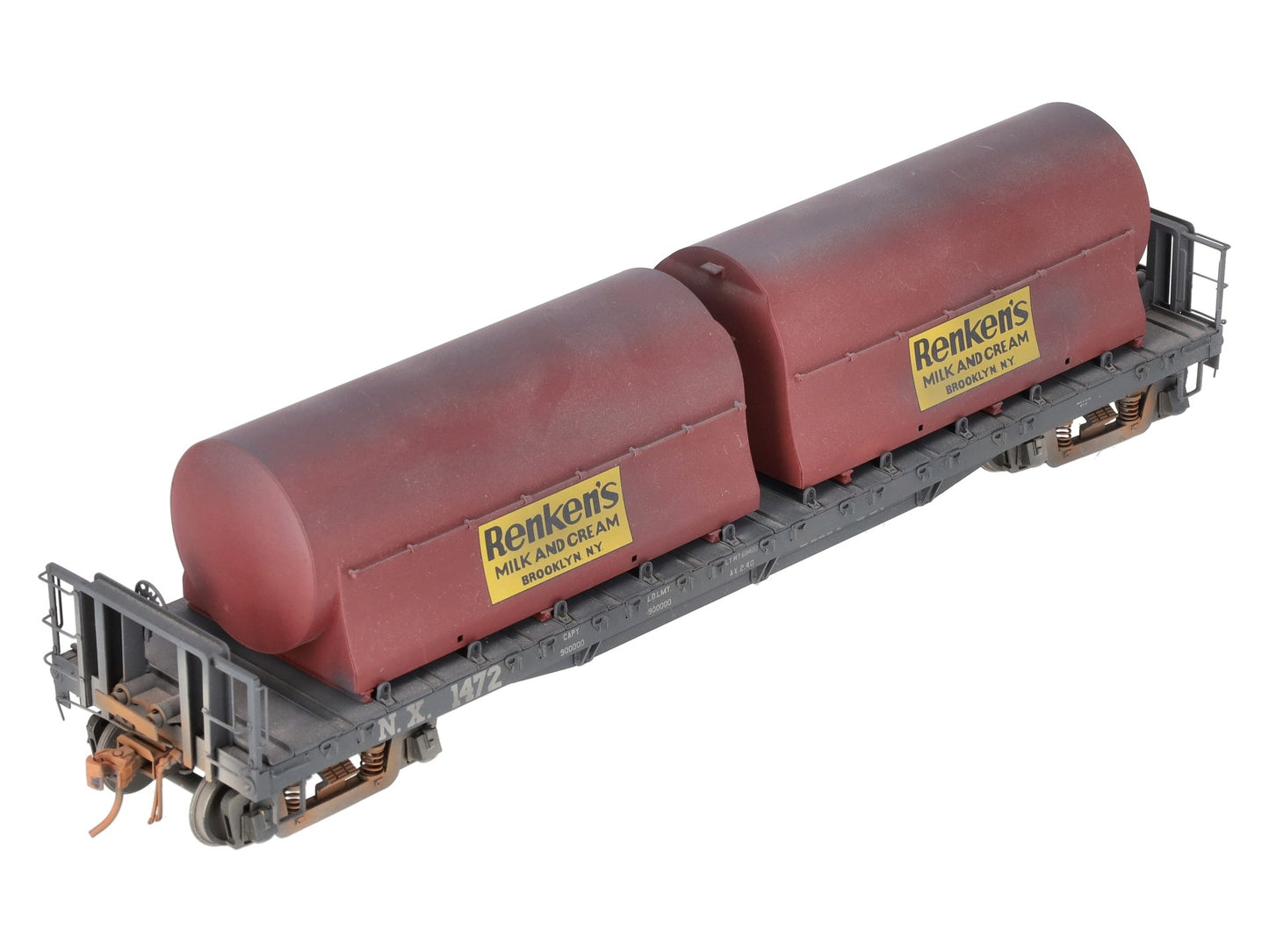 The Car Works O Brass National Car Co. 53' Flatcar #1472 w/ Bell Tanks Custom 2R/Box