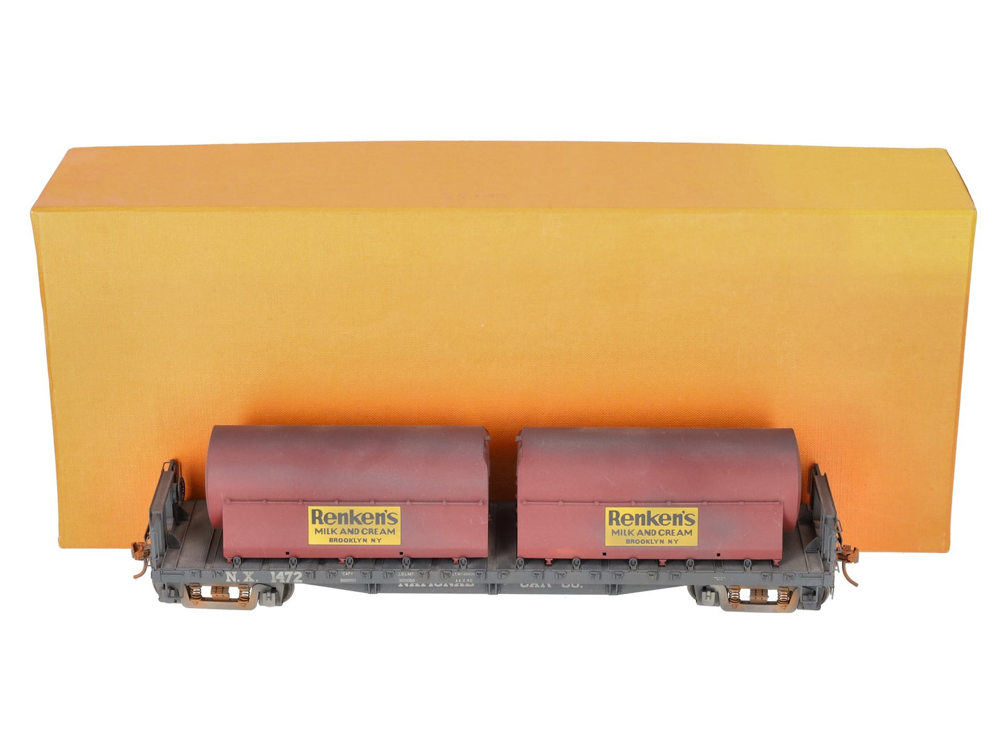 The Car Works O Brass National Car Co. 53' Flatcar #1472 w/ Bell Tanks Custom 2R/Box