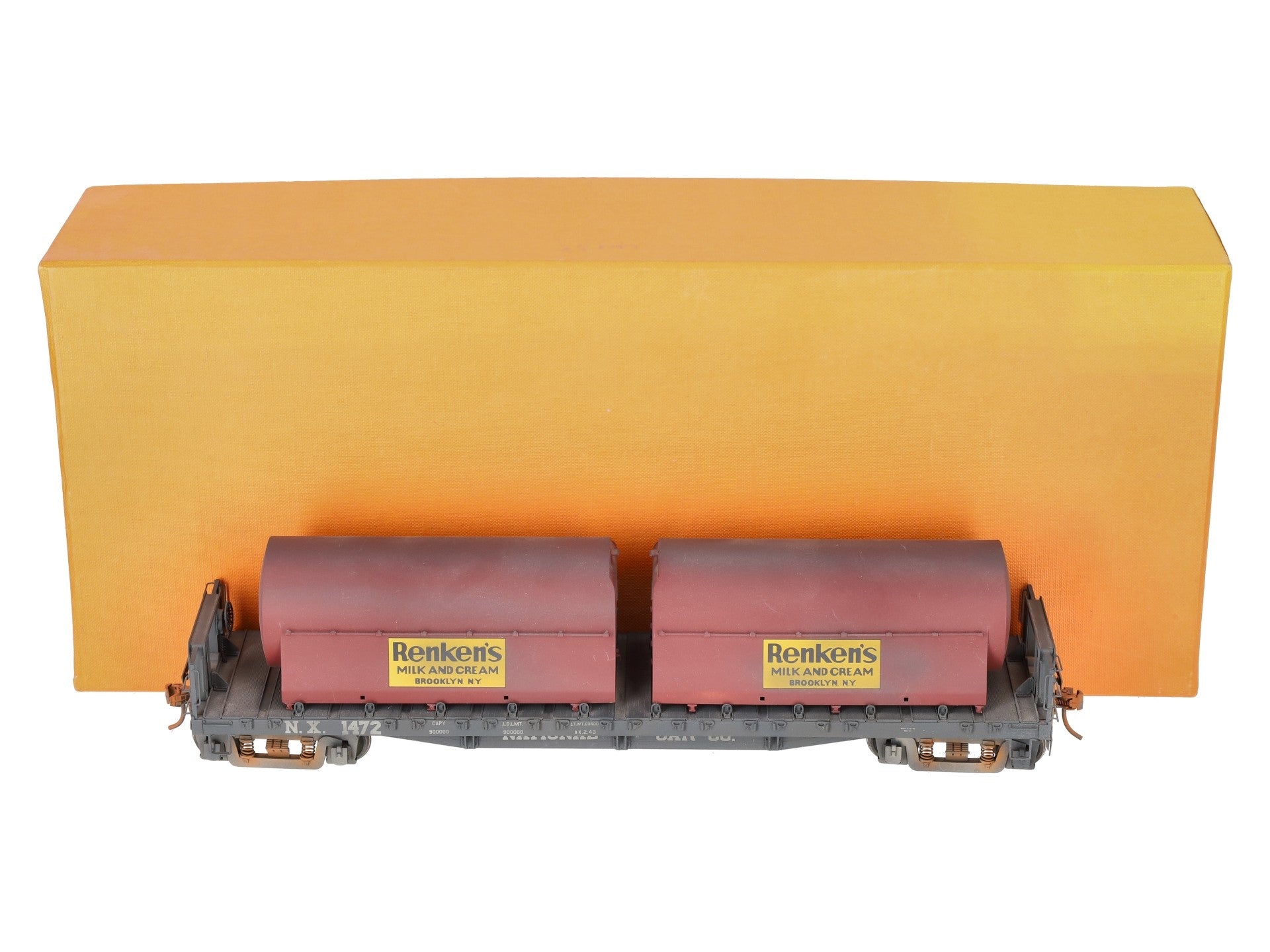 The Car Works O Brass National Car Co. 53' Flatcar #1472 w/ Bell Tanks Custom 2R/Box