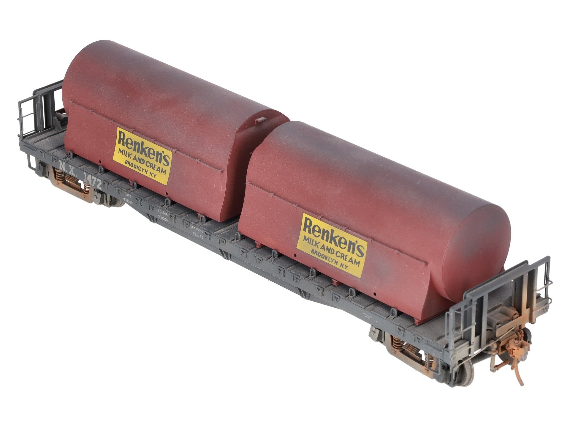 The Car Works O Brass National Car Co. 53' Flatcar #1472 w/ Bell Tanks Custom 2R/Box