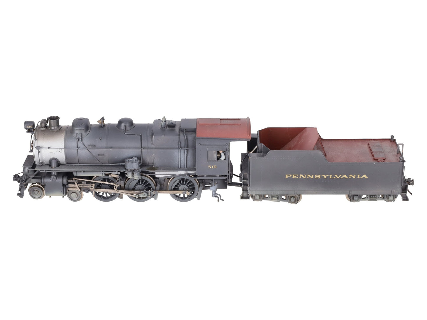O Scale 2-Rail Brass PRR 4-6-0 Steam Engine & Tender #510 - Painted