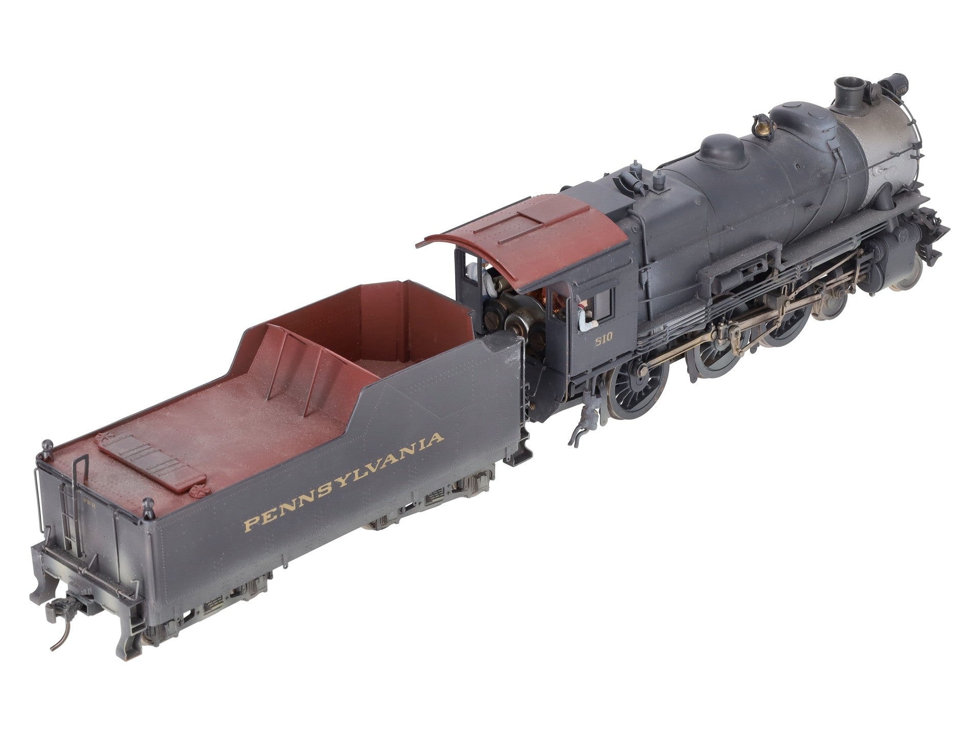 O Scale 2-Rail Brass PRR 4-6-0 Steam Engine & Tender #510 - Painted