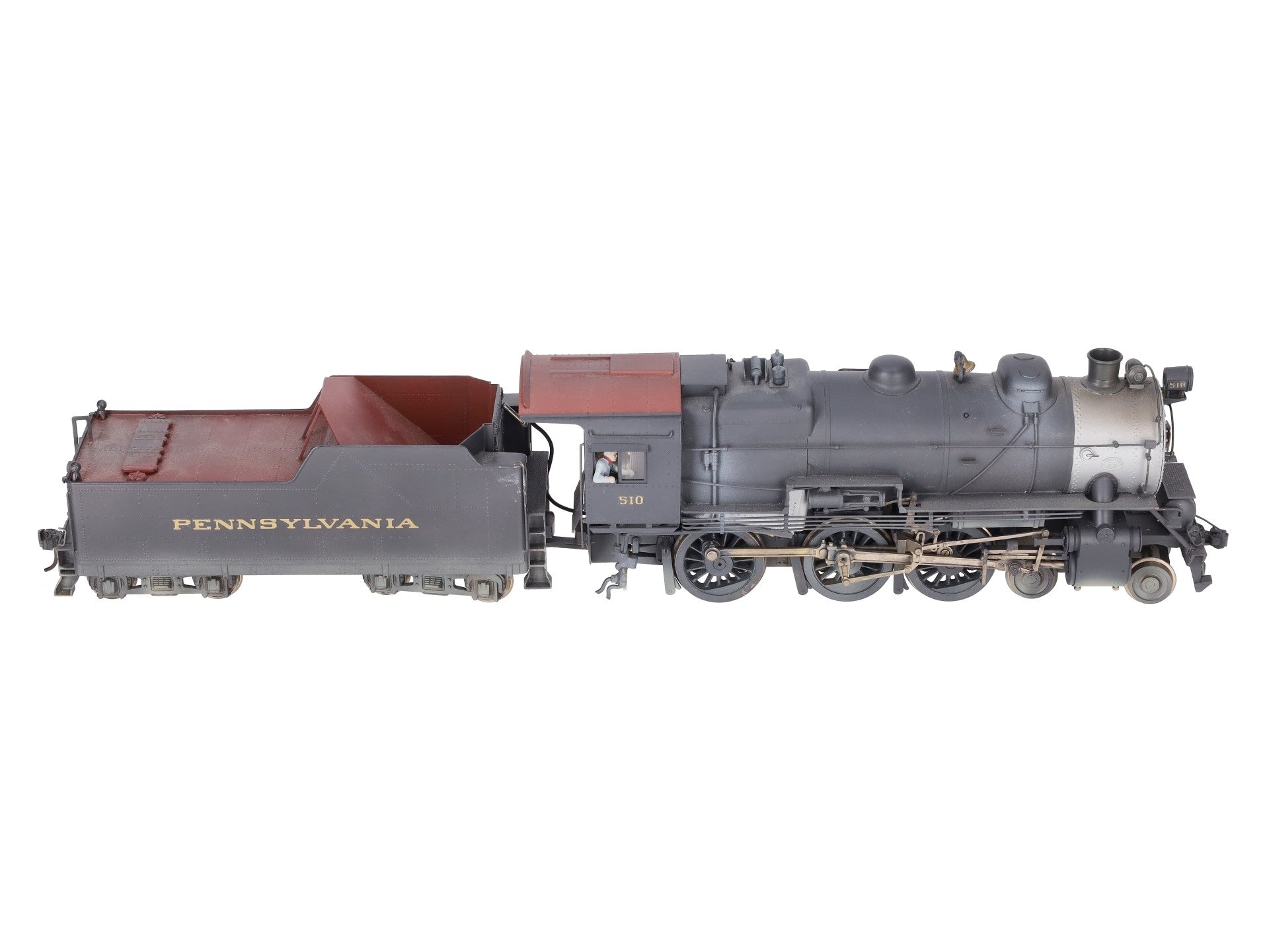 O Scale 2-Rail Brass PRR 4-6-0 Steam Engine & Tender #510 - Painted