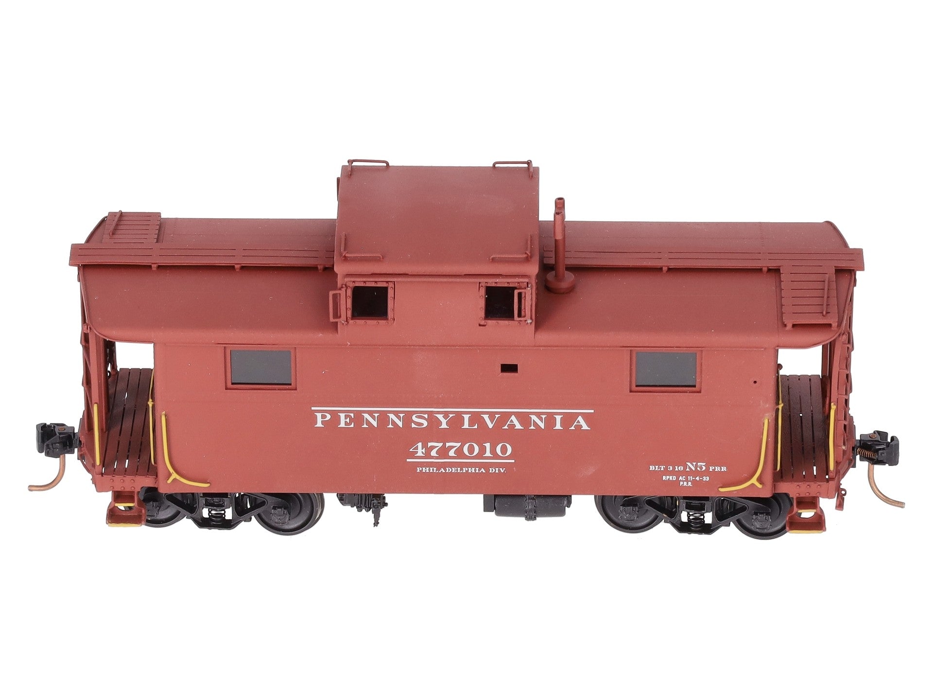 Overland OMI-1610/S BRASS S Scale PRR Steel Caboose N5A w/o Antenna -Painted EX/Box