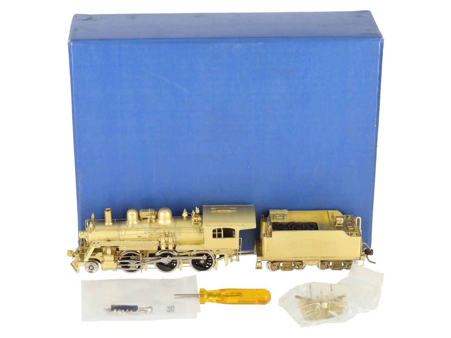 Pacific Fast Mail HO BRASS B&M B-15 2-6-0 Steam Locomotive & Tender -Unpainted EX/Box