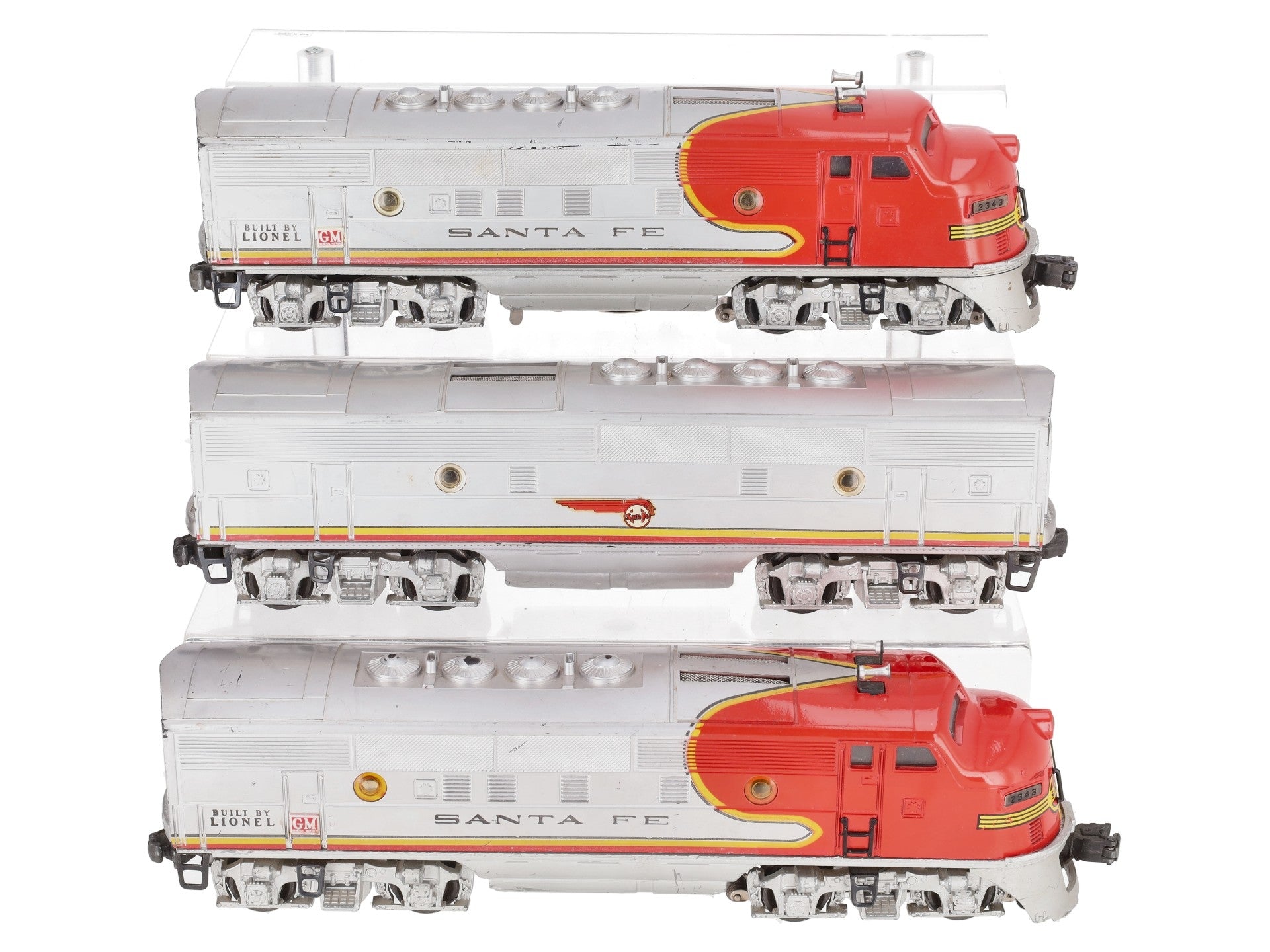 Lionel 2343 Vintage O Santa Fe F3 ABA Diesel Locomotive Set VG