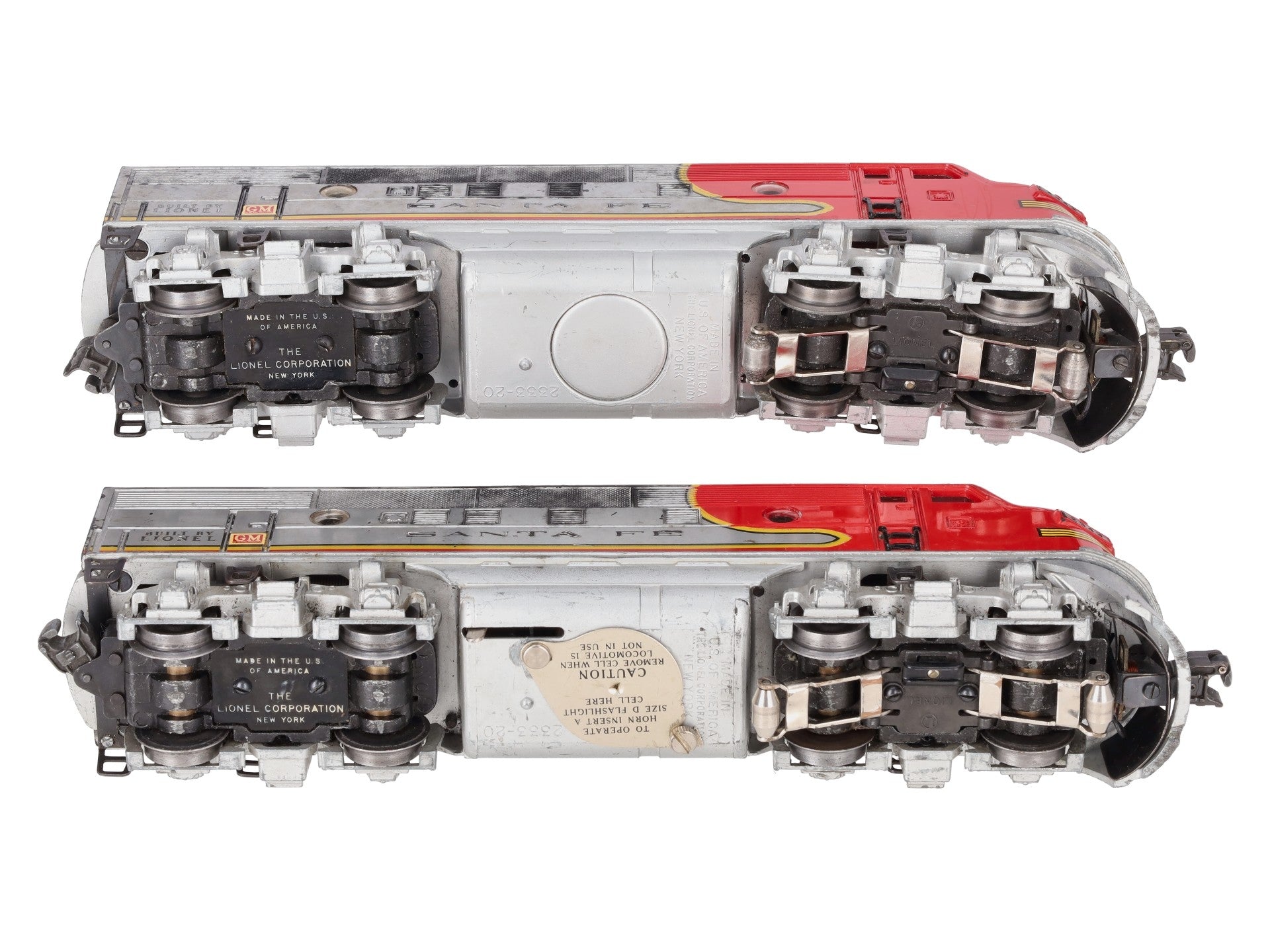 Lionel 2343 Vintage O Santa Fe F3 AB Diesel Locomotive Set VG