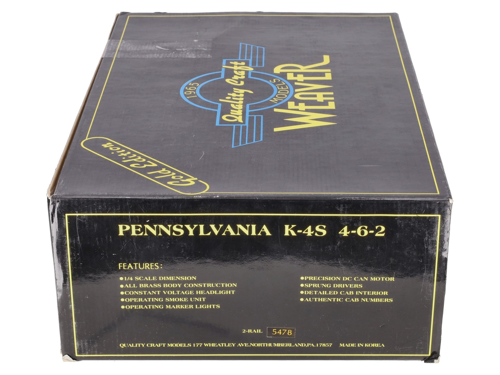 Weaver O Brass PRR K-4S 4-6-2 Steam Engine & Tender #5478 (2-Rail) EX/Box
