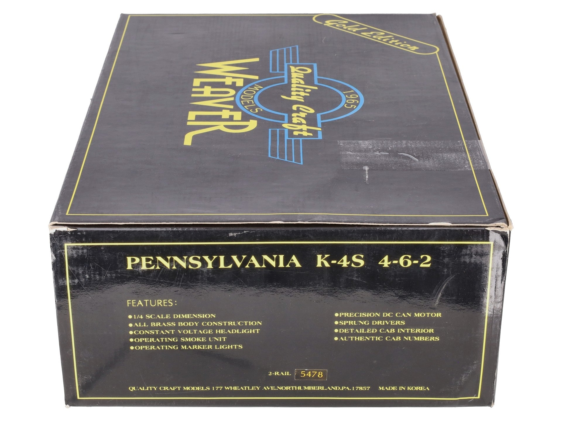 Weaver O Brass PRR K-4S 4-6-2 Steam Engine & Tender #5478 (2-Rail) EX/Box