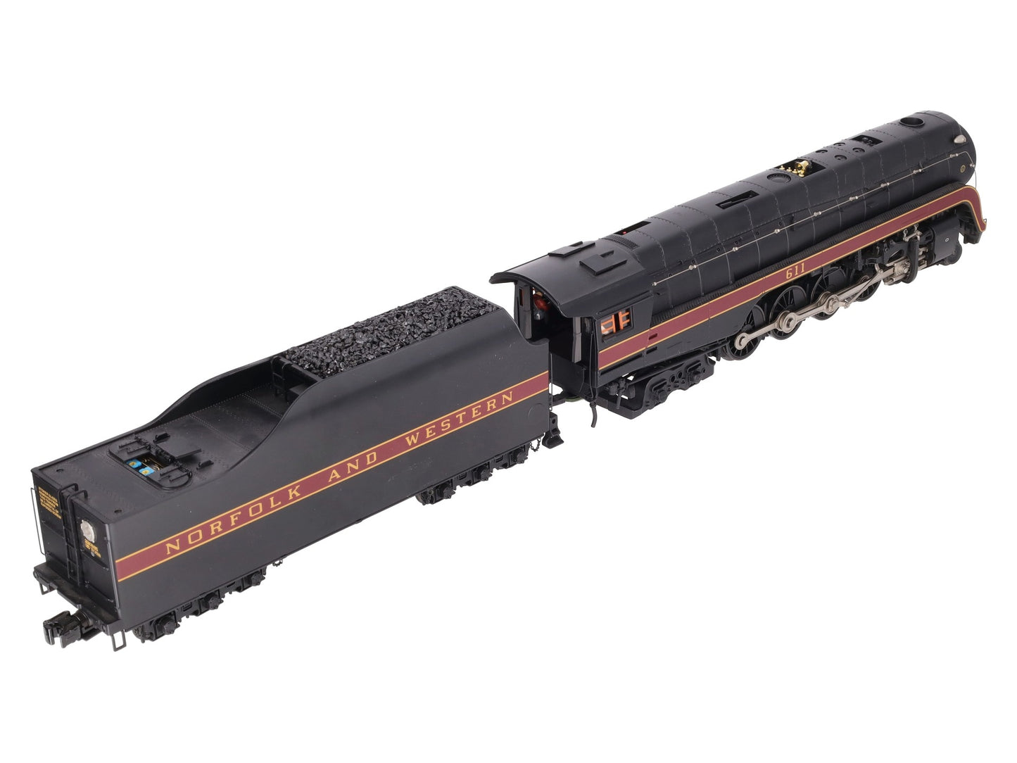 MTH 20-3364-1 N&W 4-8-4 J Steam Engine w/PS2 (Hi-Rail Wheels) #611 EX/Box