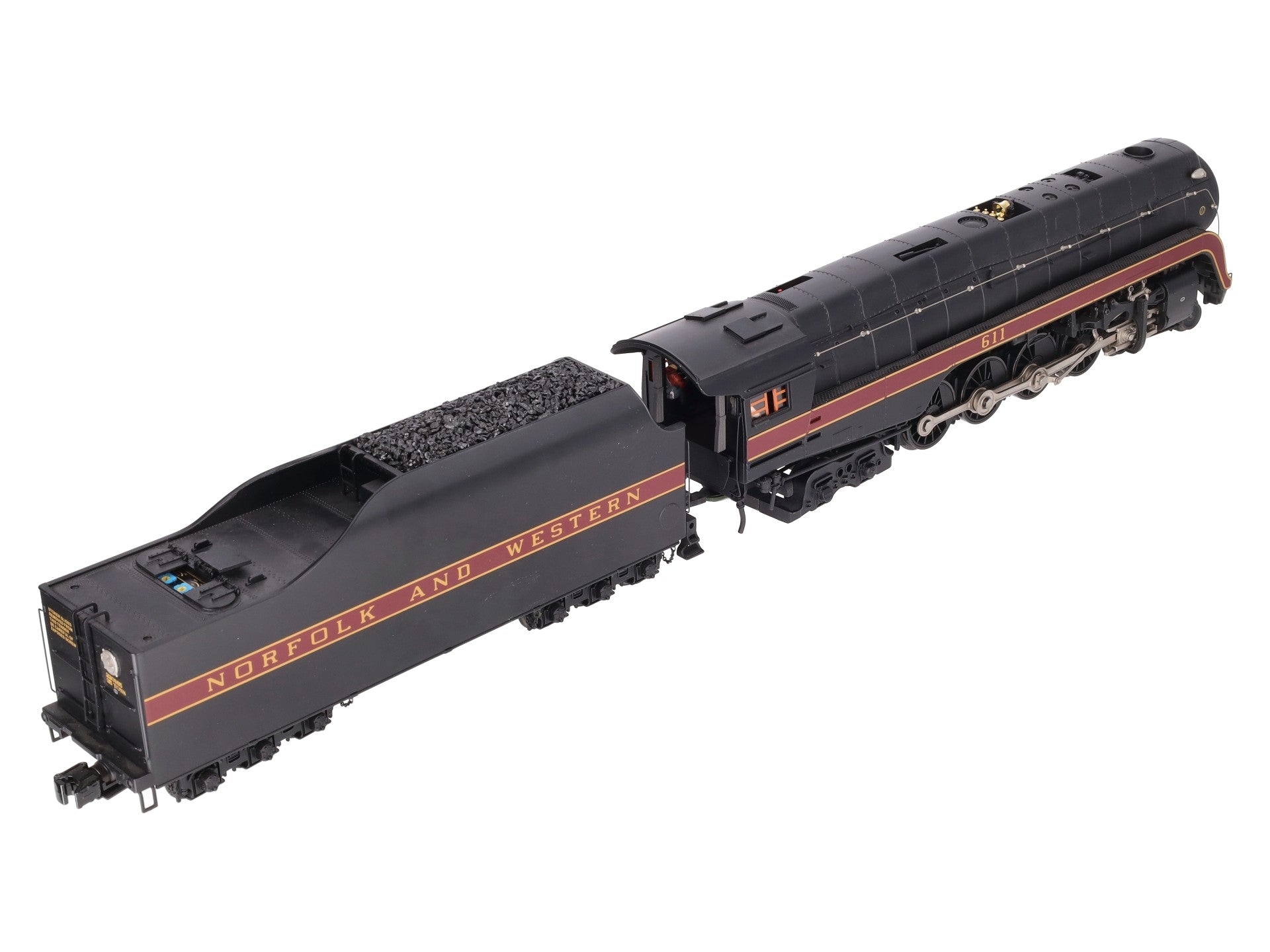 MTH 20-3364-1 N&W 4-8-4 J Steam Engine w/PS2 (Hi-Rail Wheels) #611 EX/Box