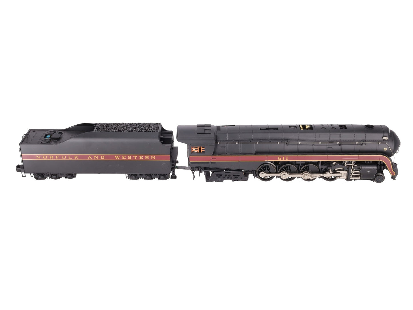 MTH 20-3364-1 N&W 4-8-4 J Steam Engine w/PS2 (Hi-Rail Wheels) #611 EX/Box