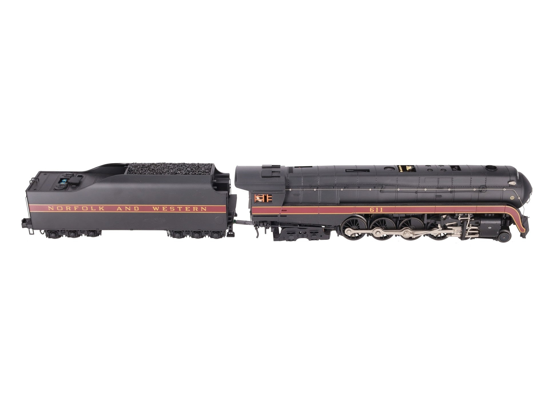 MTH 20-3364-1 N&W 4-8-4 J Steam Engine w/PS2 (Hi-Rail Wheels) #611 EX/Box