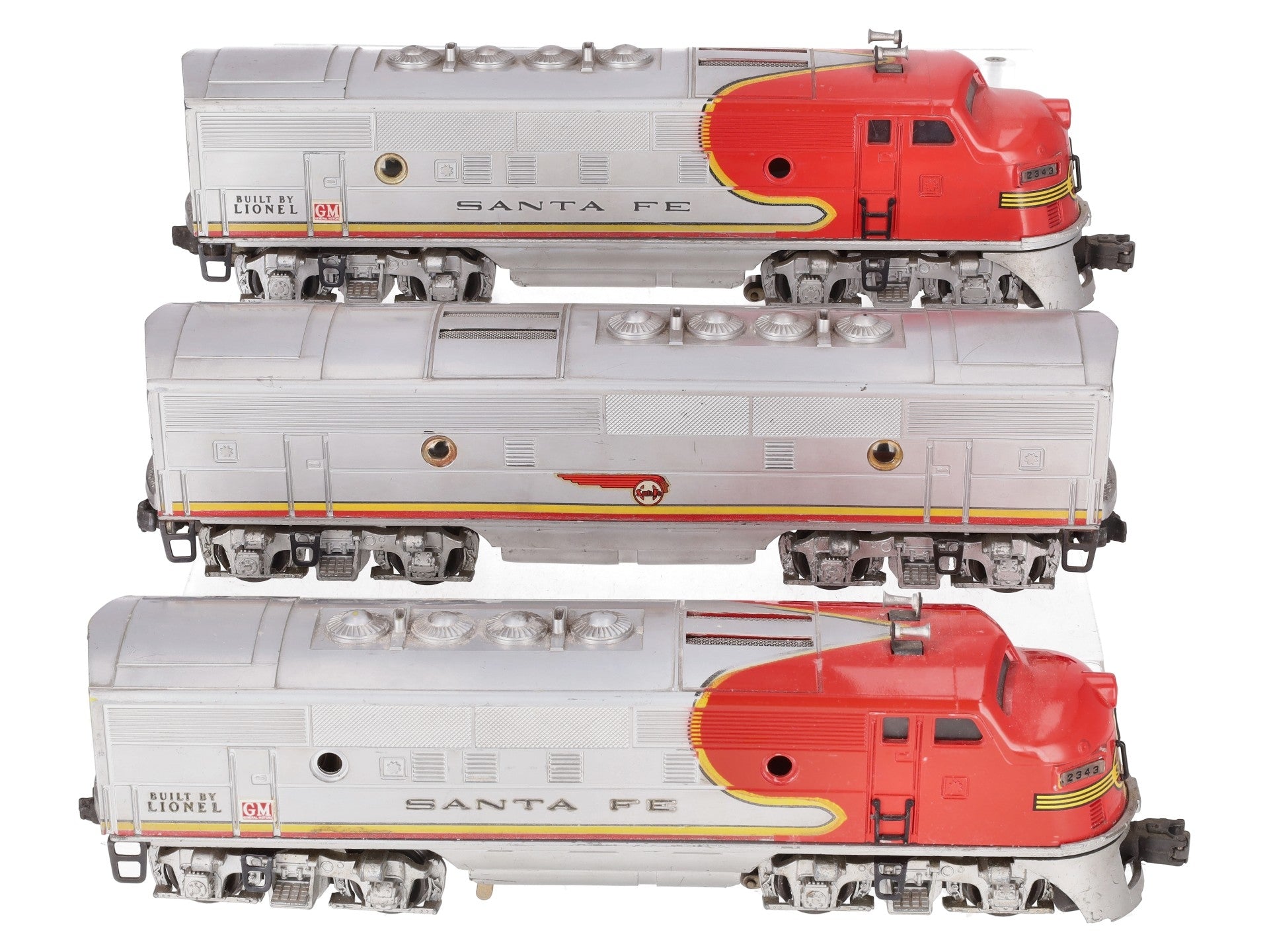 Lionel 2343 Vintage O Santa Fe F3 ABA Diesel Locomotive Set VG