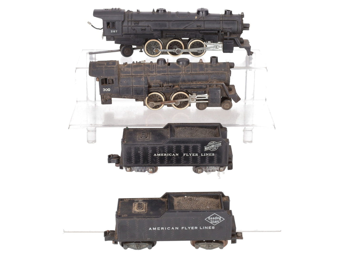 American Flyer Vintage S Postwar Steam Locomotives # 287, 300 & Tenders [4] VG