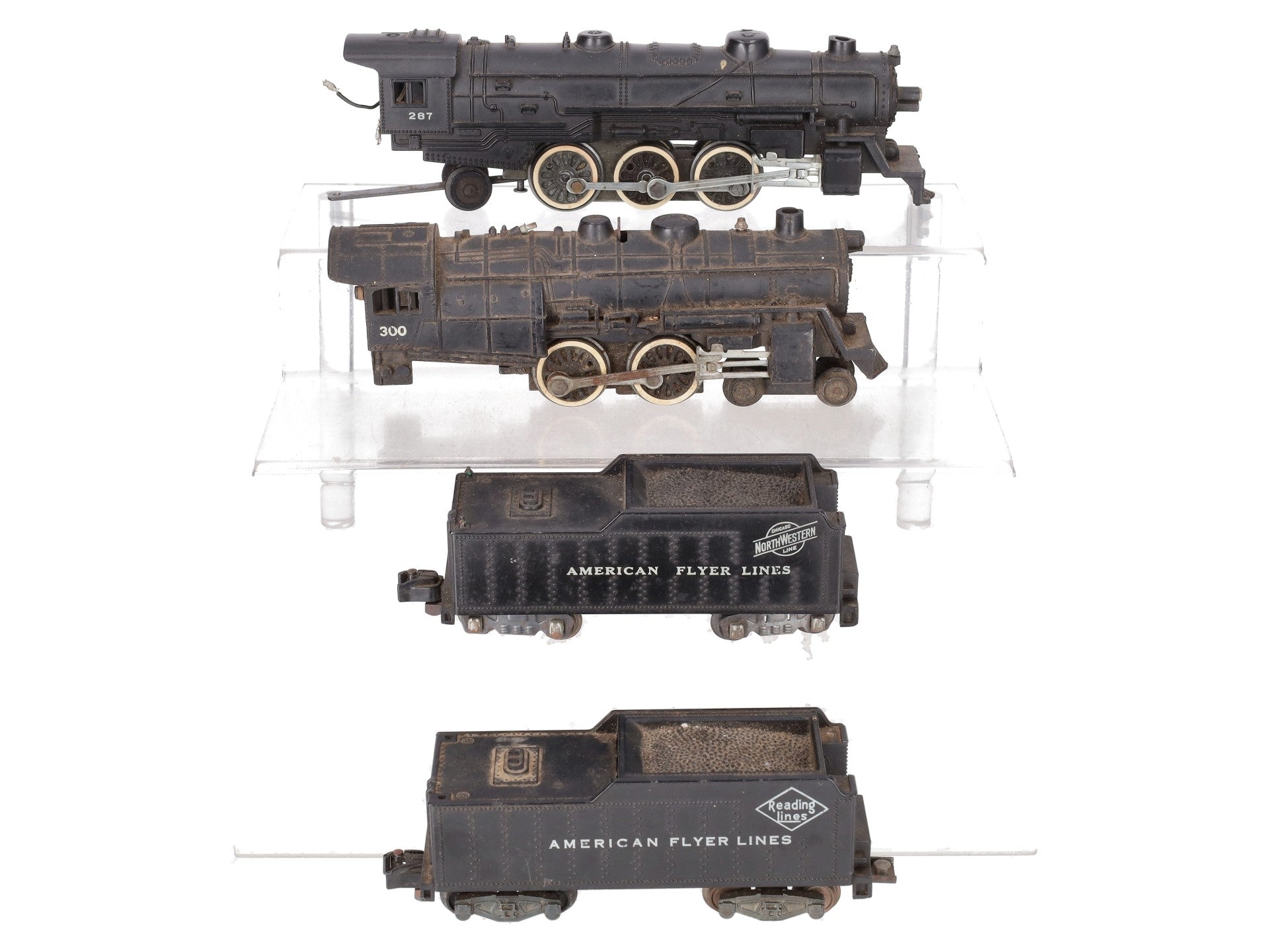 American Flyer Vintage S Postwar Steam Locomotives # 287, 300 & Tenders [4] VG