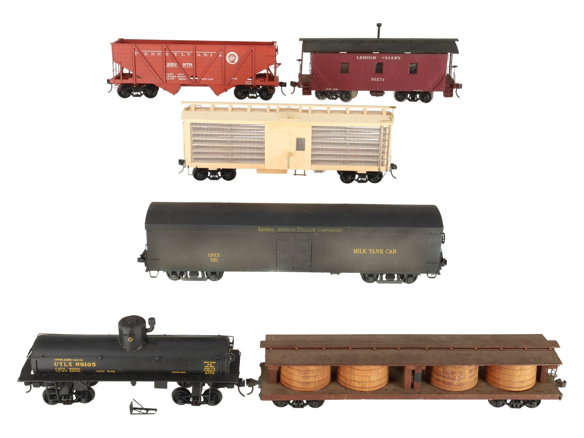 O Gauge Assorted Wooden Freight Cars #8910/220978/95274/993[2-Rail] [6] VG