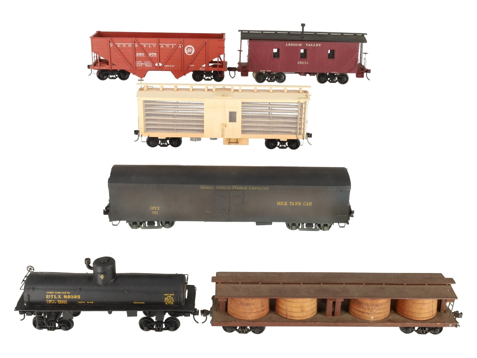 O Gauge Assorted Wooden Freight Cars #8910/220978/95274/993[2-Rail] [6] VG