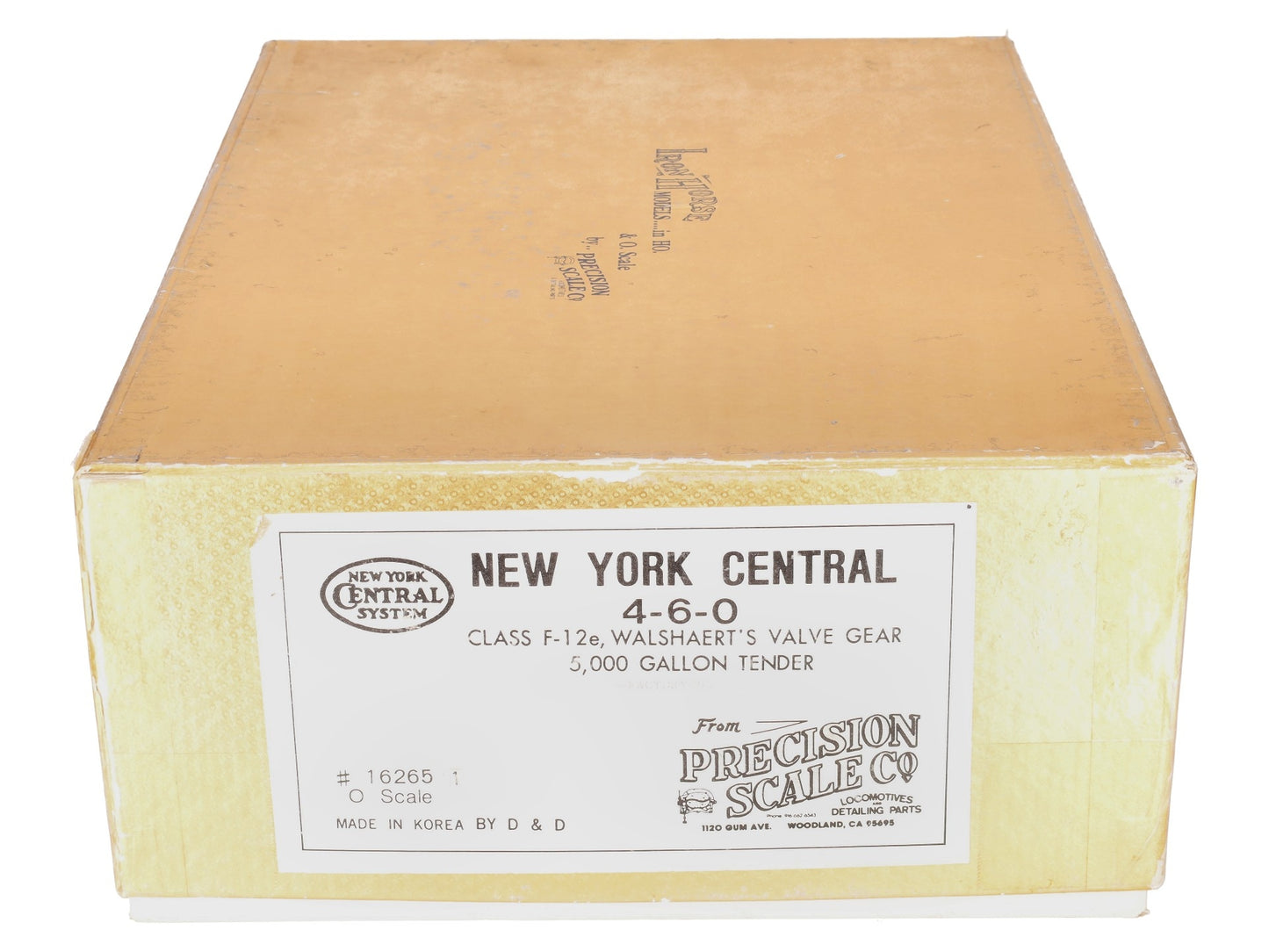 Precision Scale Co. 16265-1 O Brass NYC 4-6-0 Steam Loco & Tender #1251 2R - CP/Box