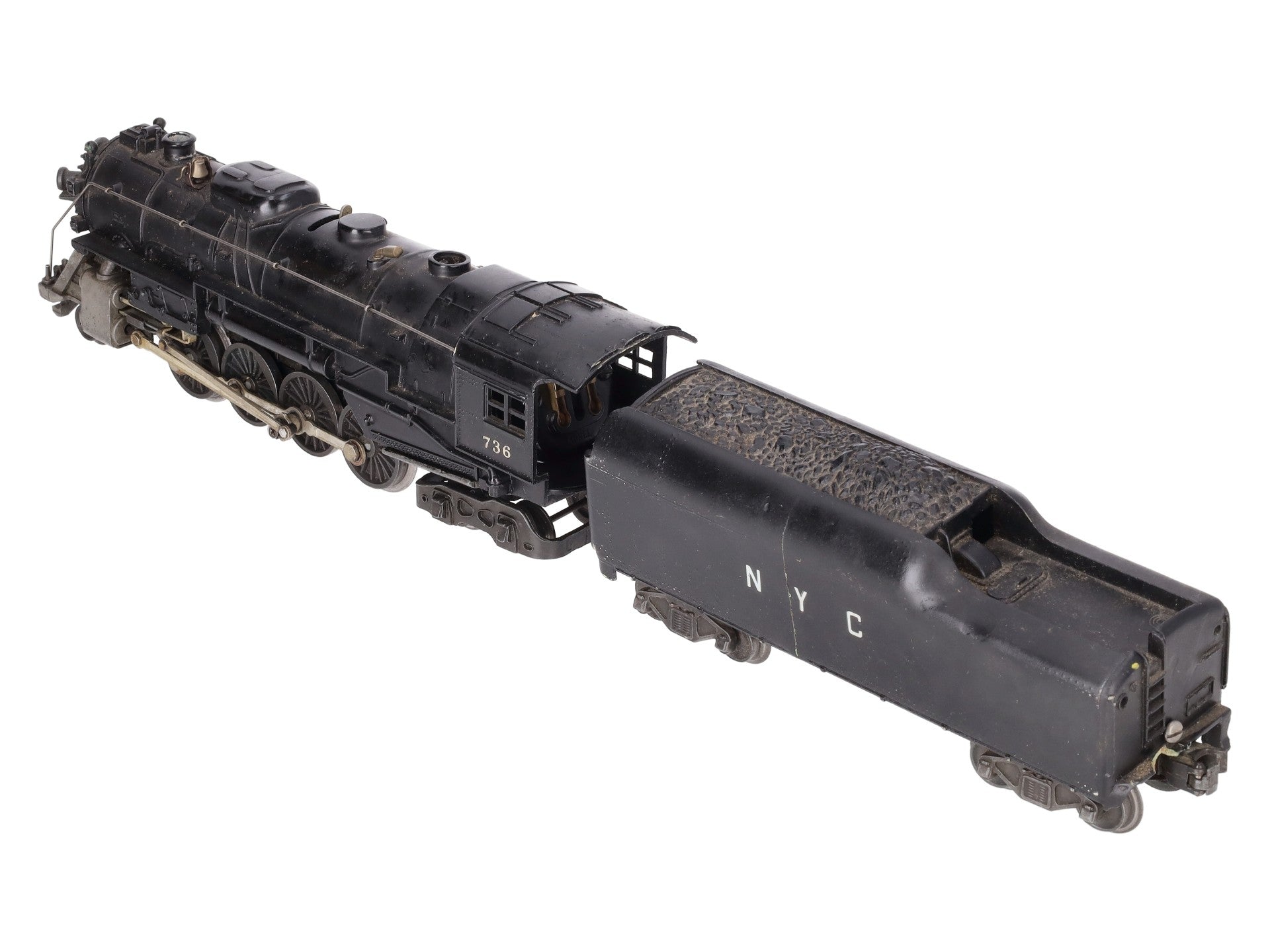 Lionel 736 Vintage O 2-8-4 Lionel Lines Steam Locomotive w/2046W Custom Tender VG