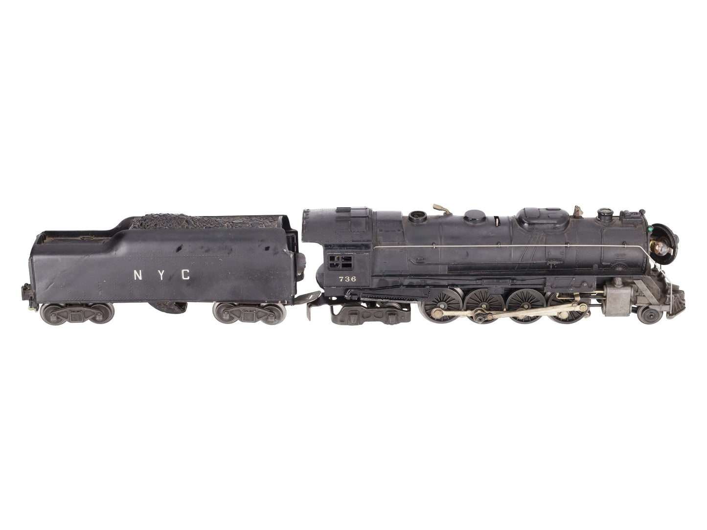 Lionel 736 Vintage O 2-8-4 Lionel Lines Steam Locomotive w/2046W Custom Tender VG