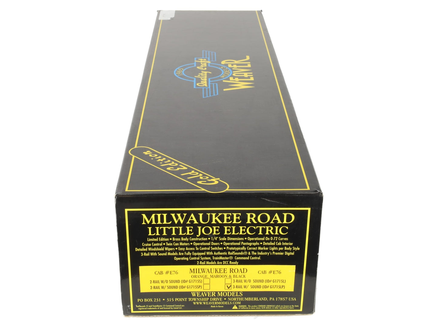 Weaver G1715LP O Gauge Milwaukee Road Little Joe Electric Locomotive #E76 EX/Box